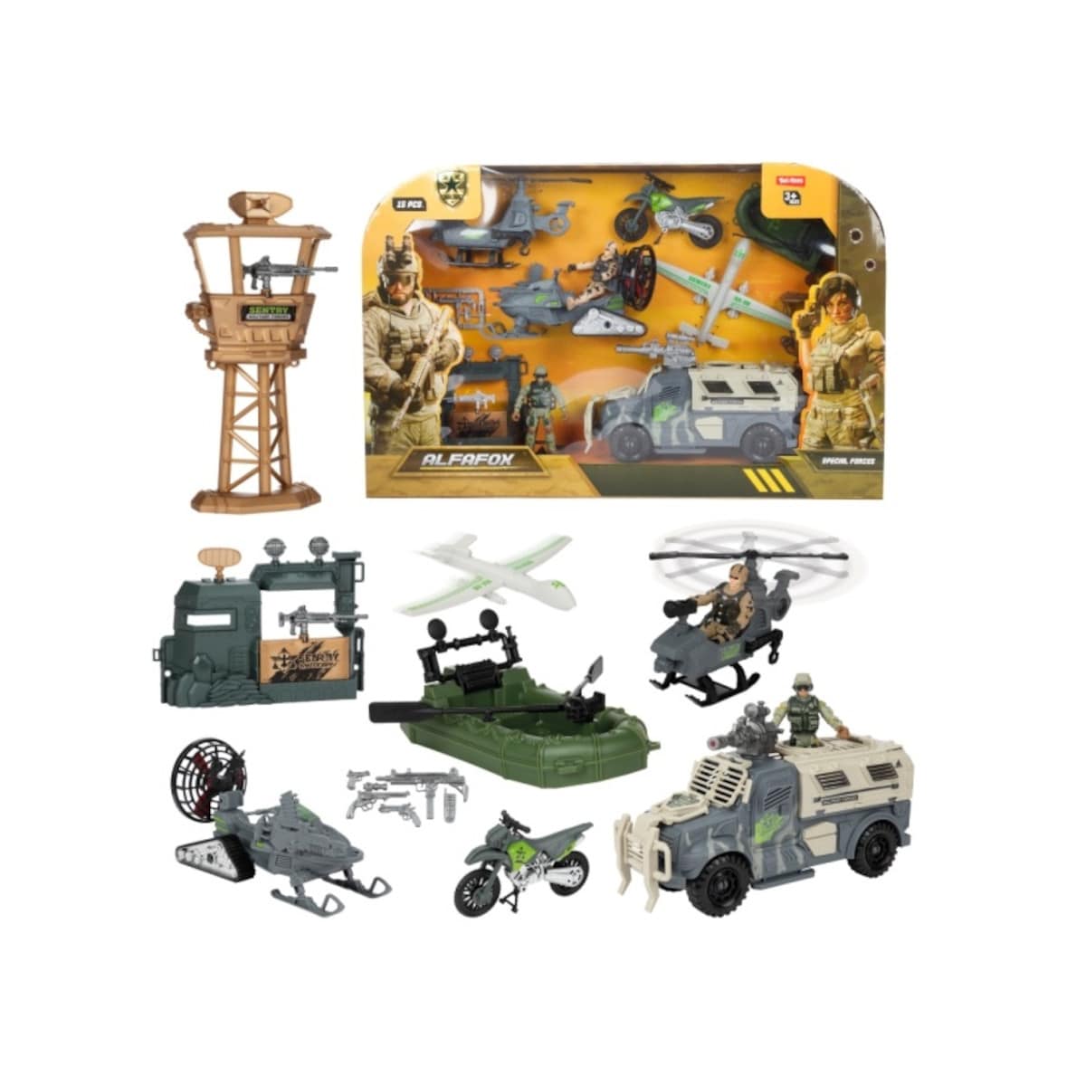 Toi-Toys ALFAFOX Spielset XL Milit&auml;r Fahrzeuge 6er Set mit Figuren und Zubeh&ouml;r Kinder ab 3 Jahren - Bild 1