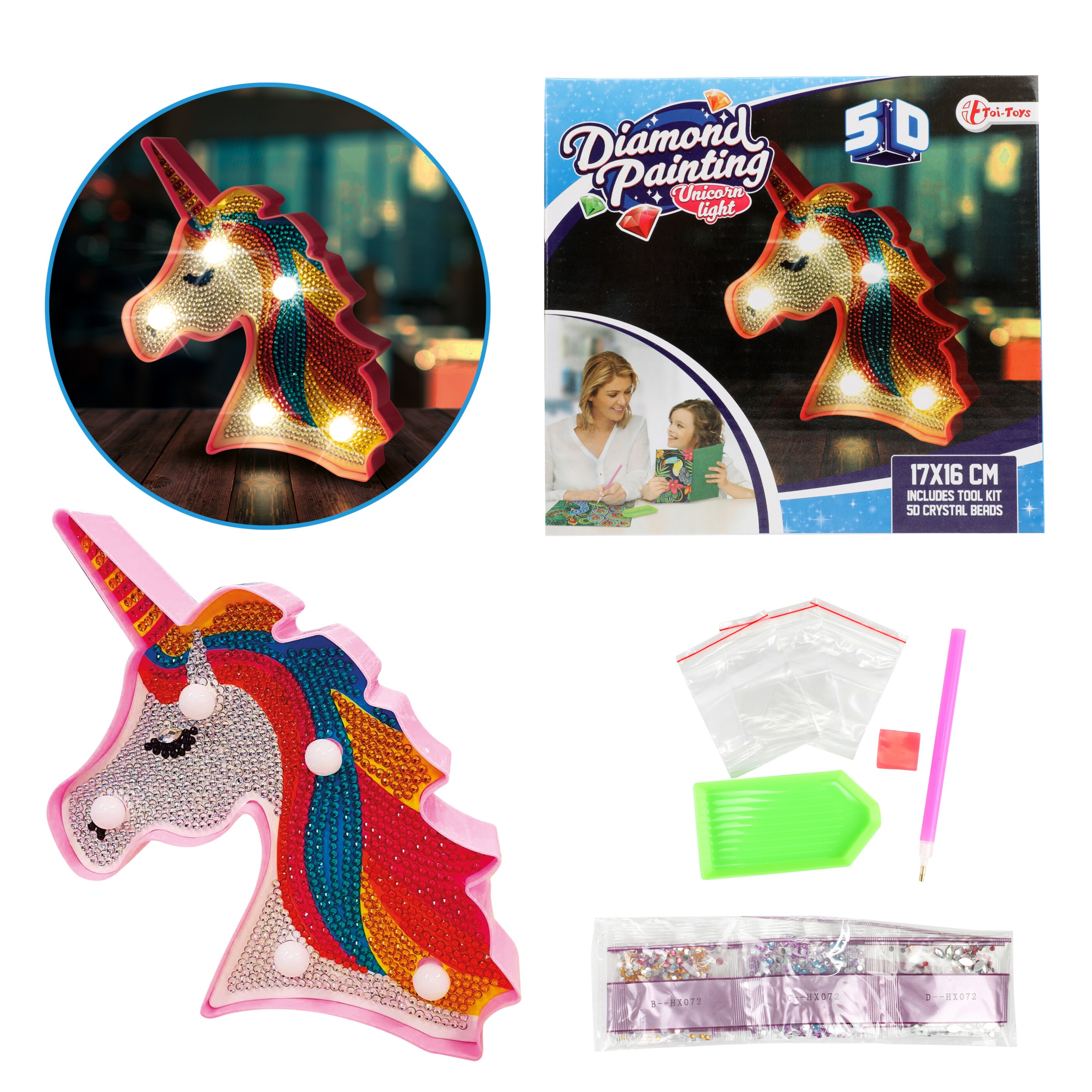 Toi-Toys 46655A - DIY - Diamant - Einhornlampe (5D) unicorn Kristall diamond selbermachen - Bild 1