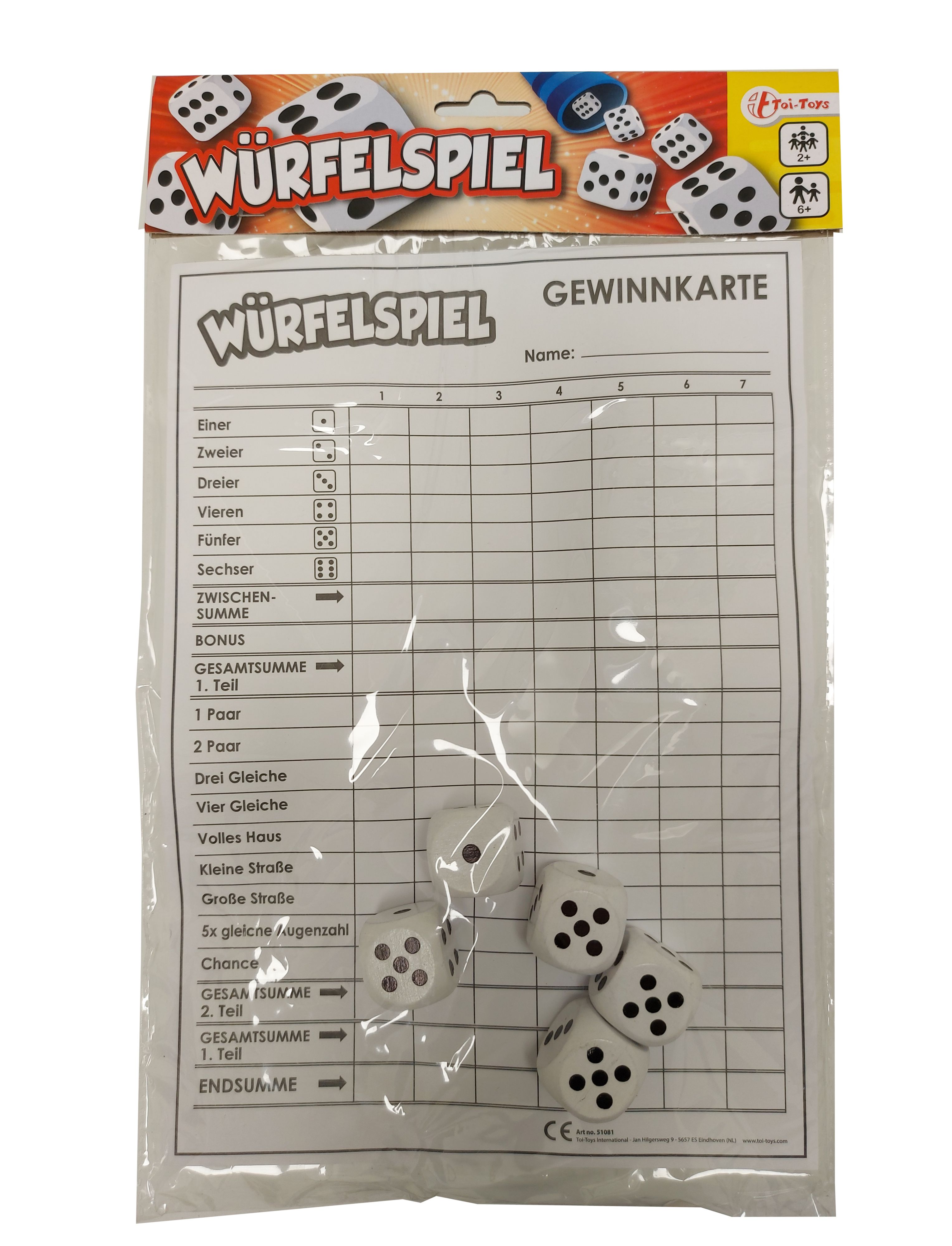 Toi-Toys 51081A - XXL W&uuml;rfelspiel (deutsch) - Punkteblock inkl 5 W&uuml;rfeln Gesellschaftsspiel Familienspiel - Bild 1