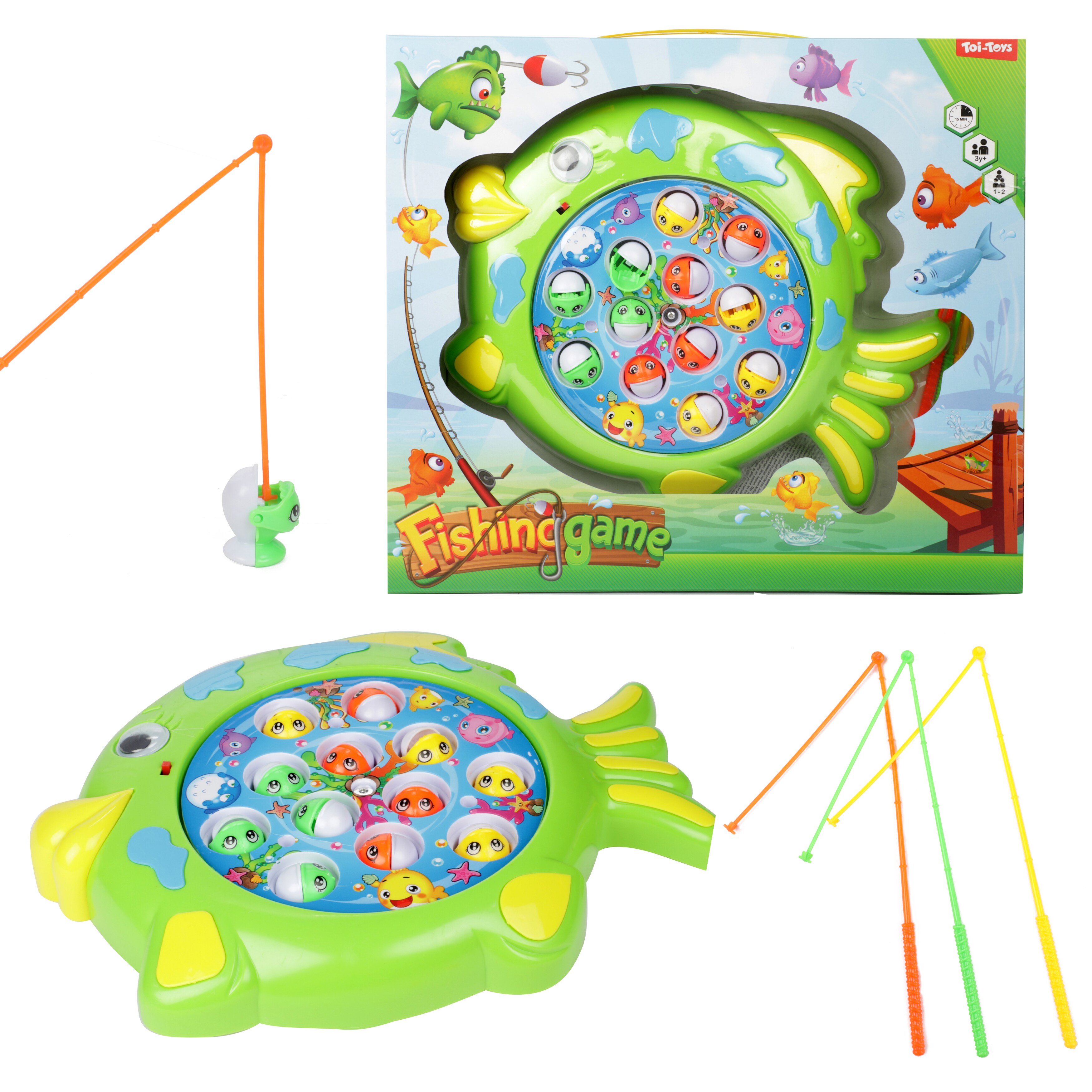 Toi-Toys 52245B - Angelspiel Drehscheibe - Fange den Fisch (mit Ton) Fische angeln Kinderspiel - Bild 1
