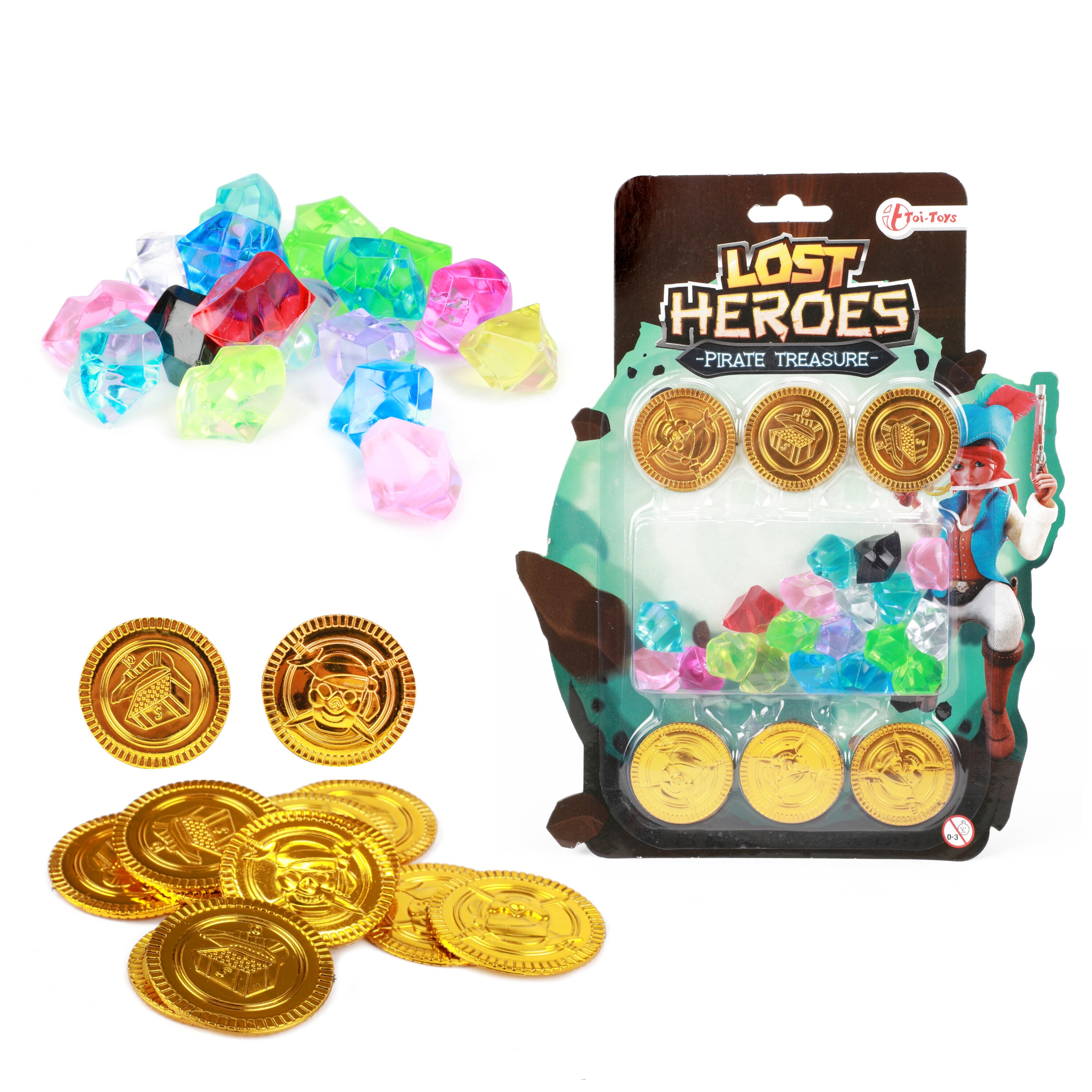 Toi-Toys - LOST HEROES Set Goldm&uuml;nzen und Diamanten Pirat Schatz M&uuml;nzen Gold Schatzkiste Piraten Pirate Treasure Diamond gold coins - Bild 1