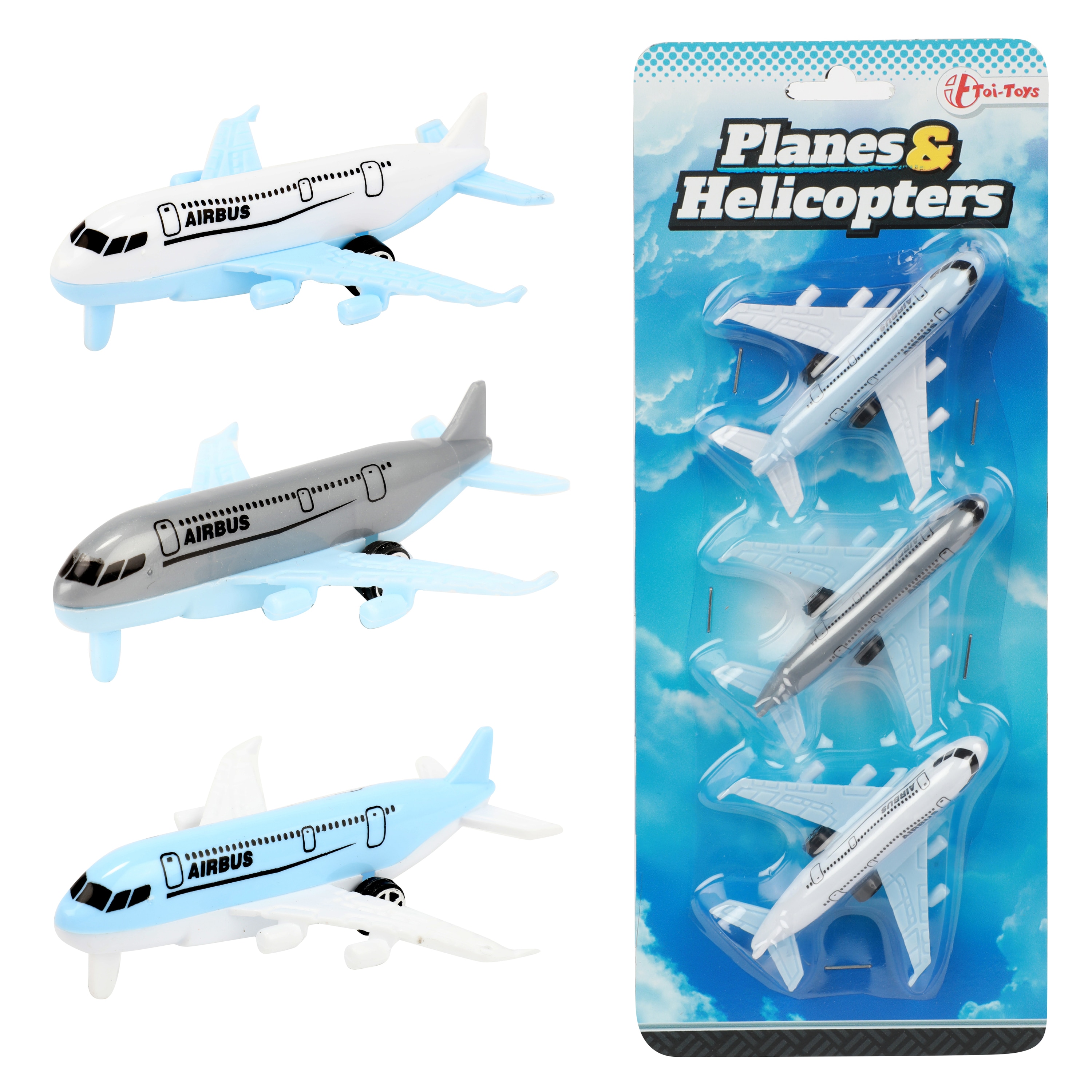 Toi-Toys - Spielzeugflugzeuge -  Airbus Flugzeuge (3 St&uuml;ck) Modellflugzeug Plane - Bild 1