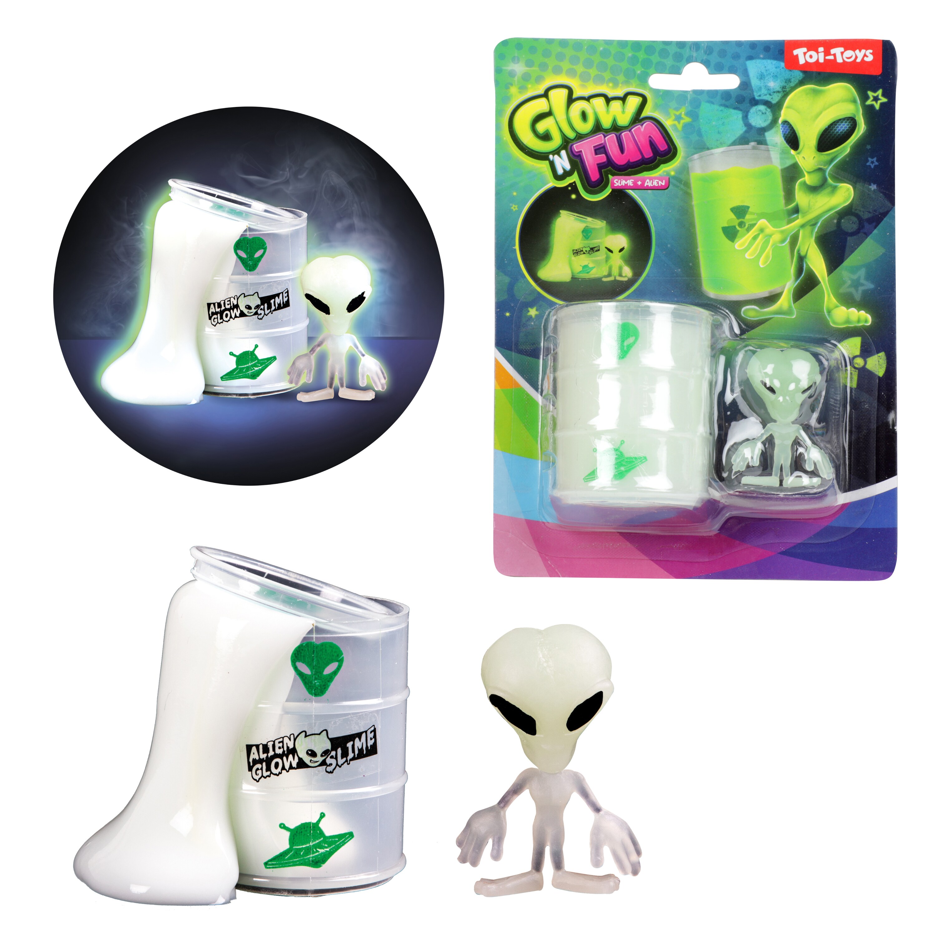 Toi-Toys 35808A - GLOW N FUN &Ouml;lfass mit Schleim & Alien Slime Au&szlig;erirdische Spielschleim - Bild 1
