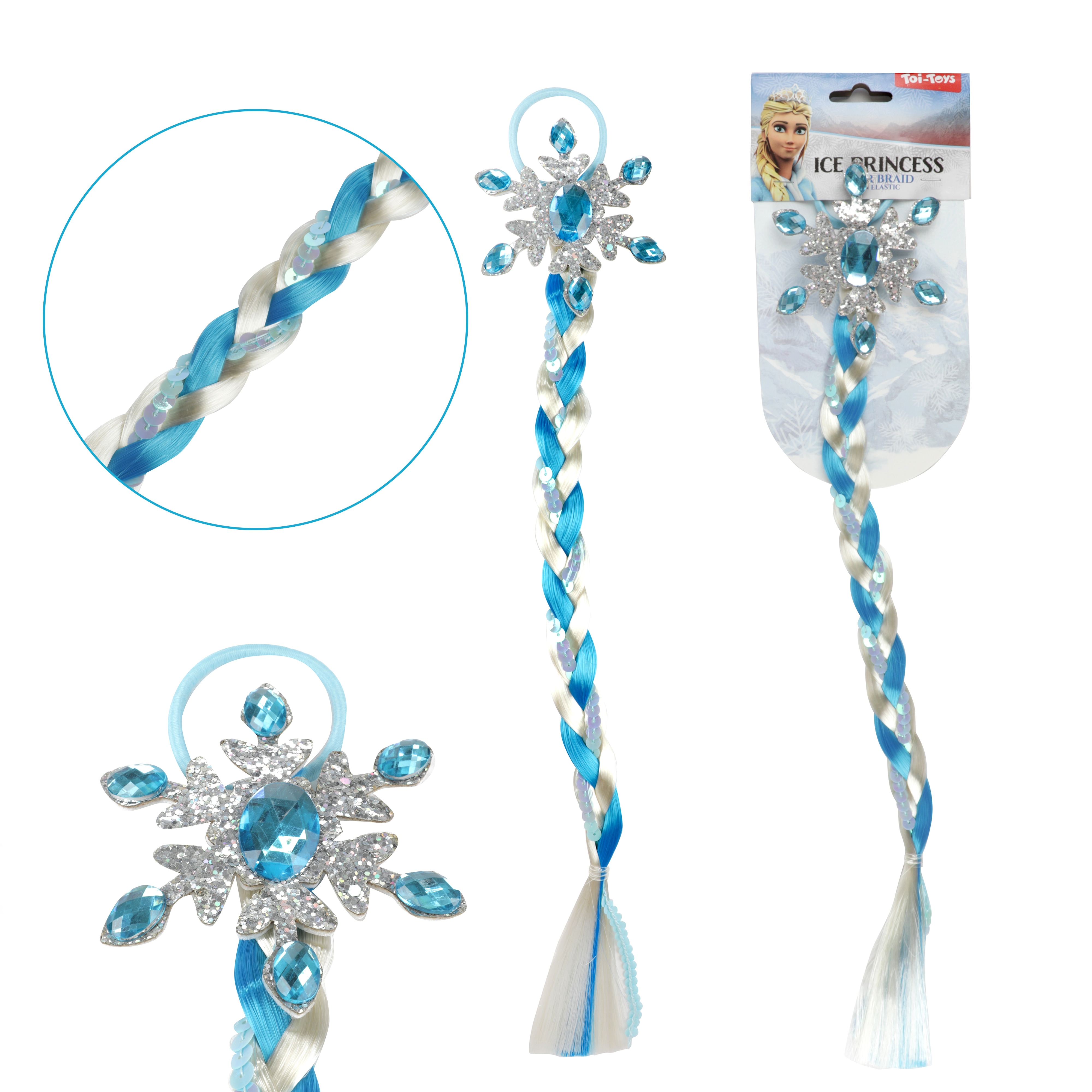 Toi-Toys - ICE PRINCESS Haarzopf Eisprinzessin Haargummi Haare Kost&uuml;m Karneval - Bild 1