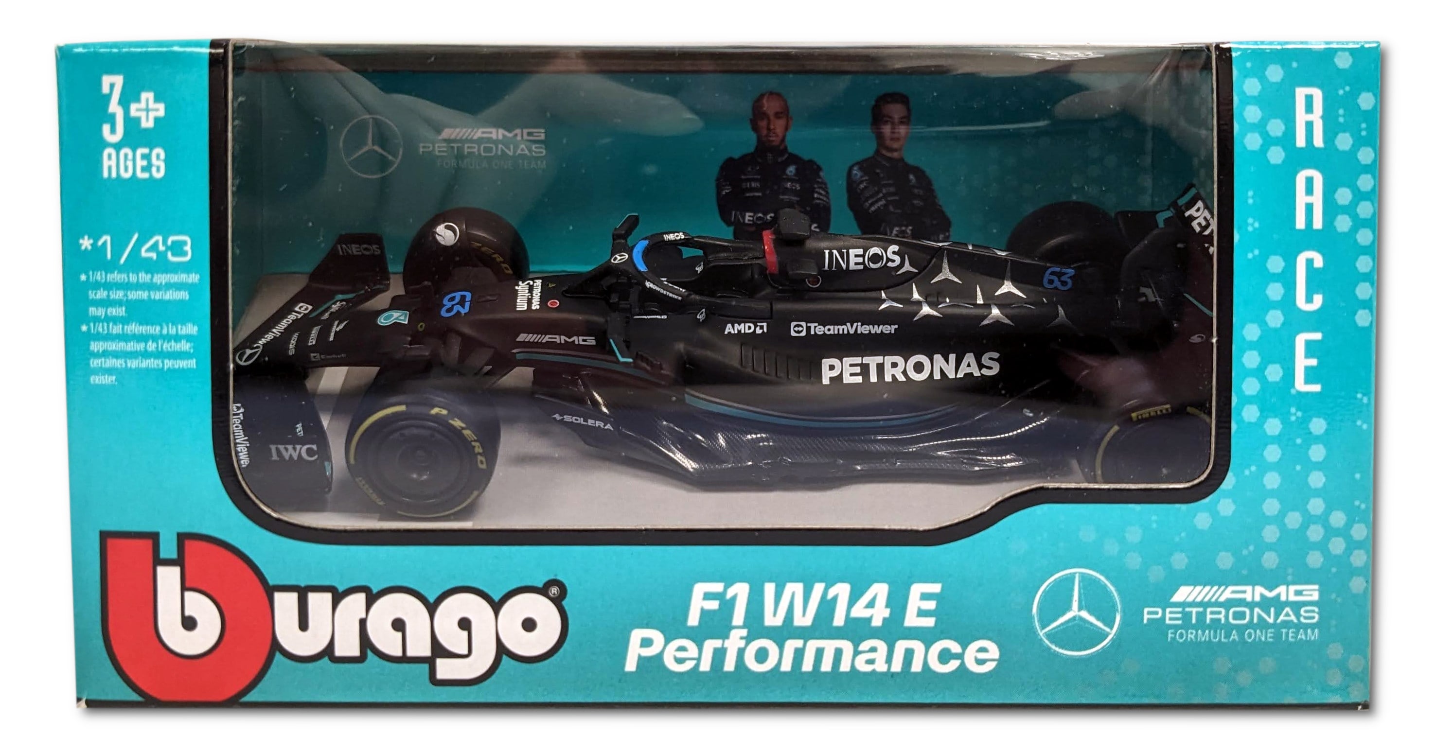 Bburago 18-38080R - Modellauto - F1 Mercedes AMG W14 '23 #63 Russel (Ma&szlig;stab 1:43) Formel 1 - Bild 1