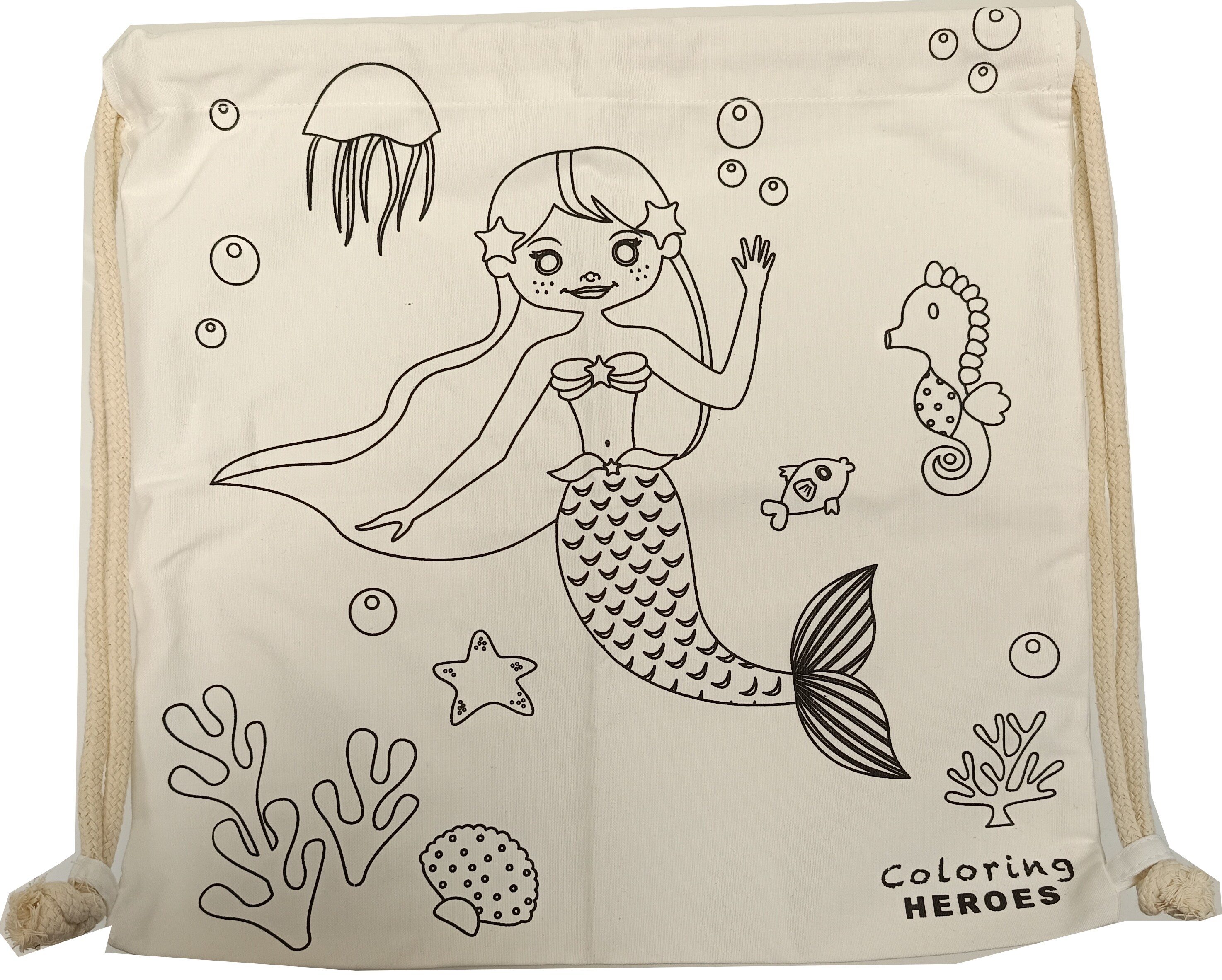 EinhornLiebe Turnbeutel Meerjungfrau zum Selbstbemalen Kreativbeutel Kinder Bastelset - Bild 1