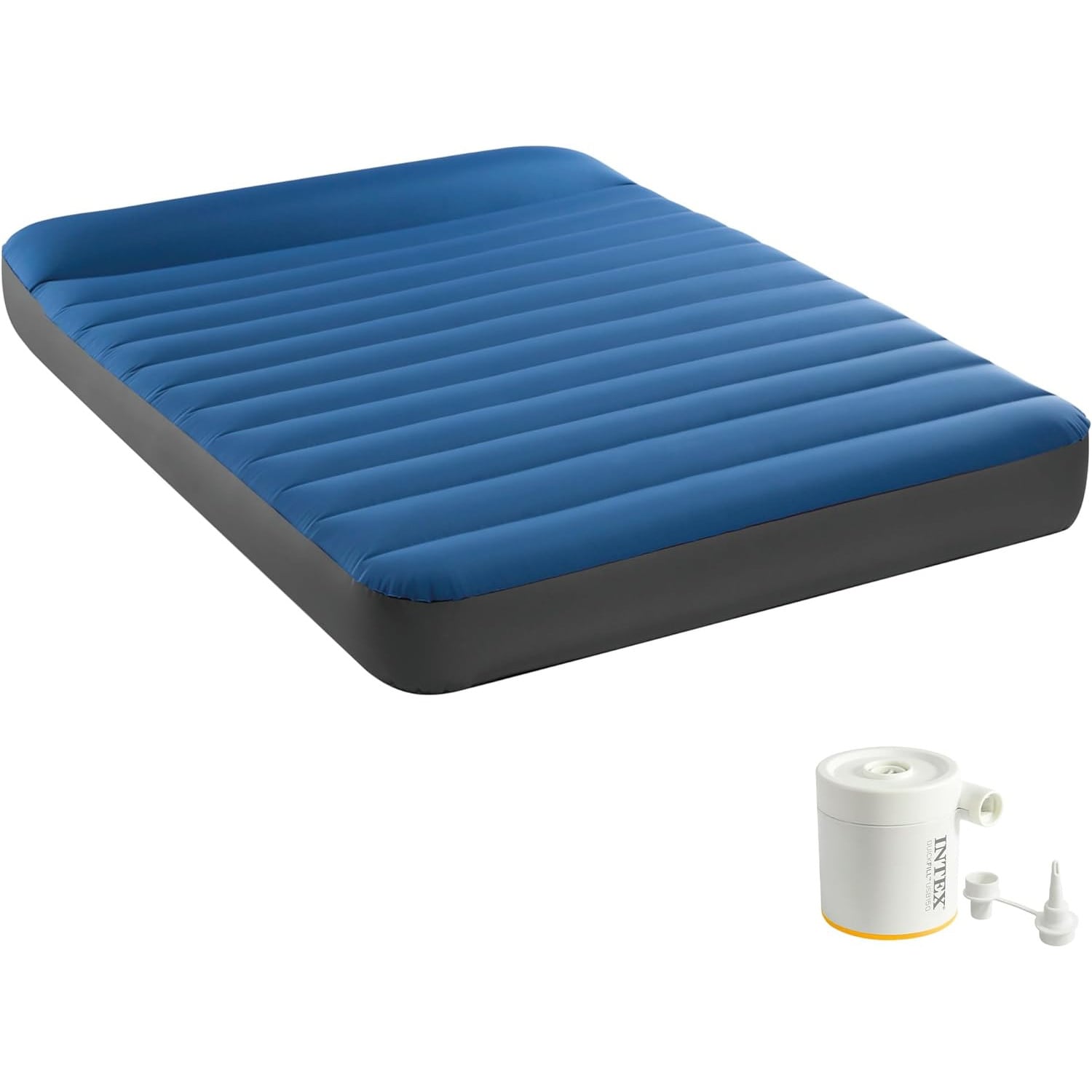 INTEX 64012 - Luftbett - Full Dura-Beam Truaire inkl. USB-Luftpumpe (blau, 137x191x22cm) Luftmatratze Campingbett - Bild 1