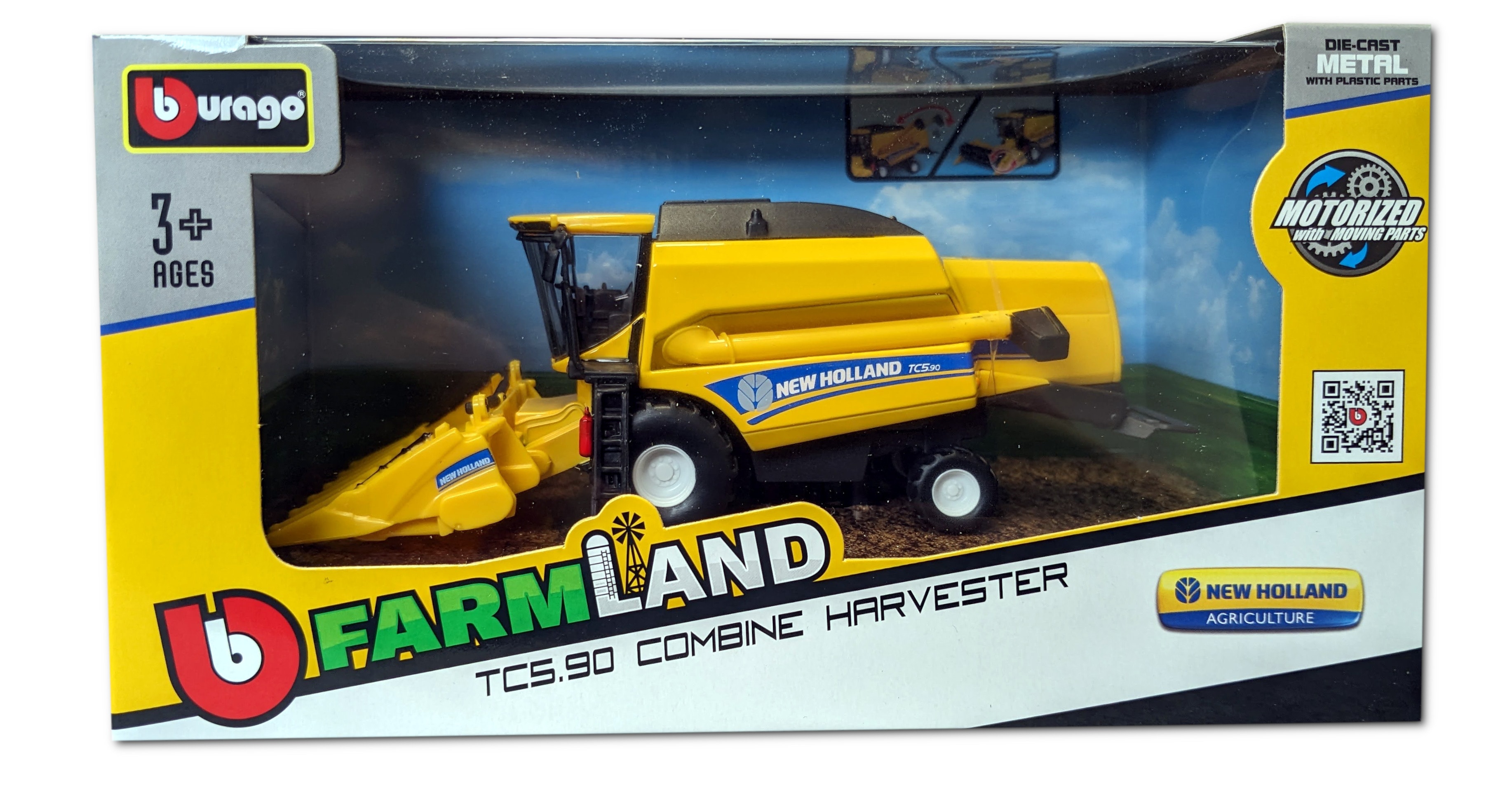 Bburago 18-31722 - New Holland - M&auml;hdrescher TC5.90 f&uuml;r Mais (gelb) Spielzeugm&auml;hdrescher Modell - Bild 1