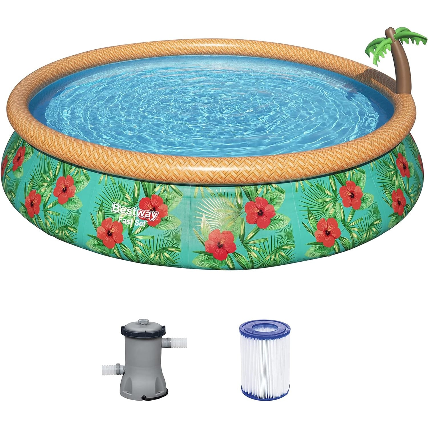 Bestway 57416 - Fast Set Pool - Paradise Palms (457x84cm) inkl. Filterpumpe Swimmingpool - Bild 1