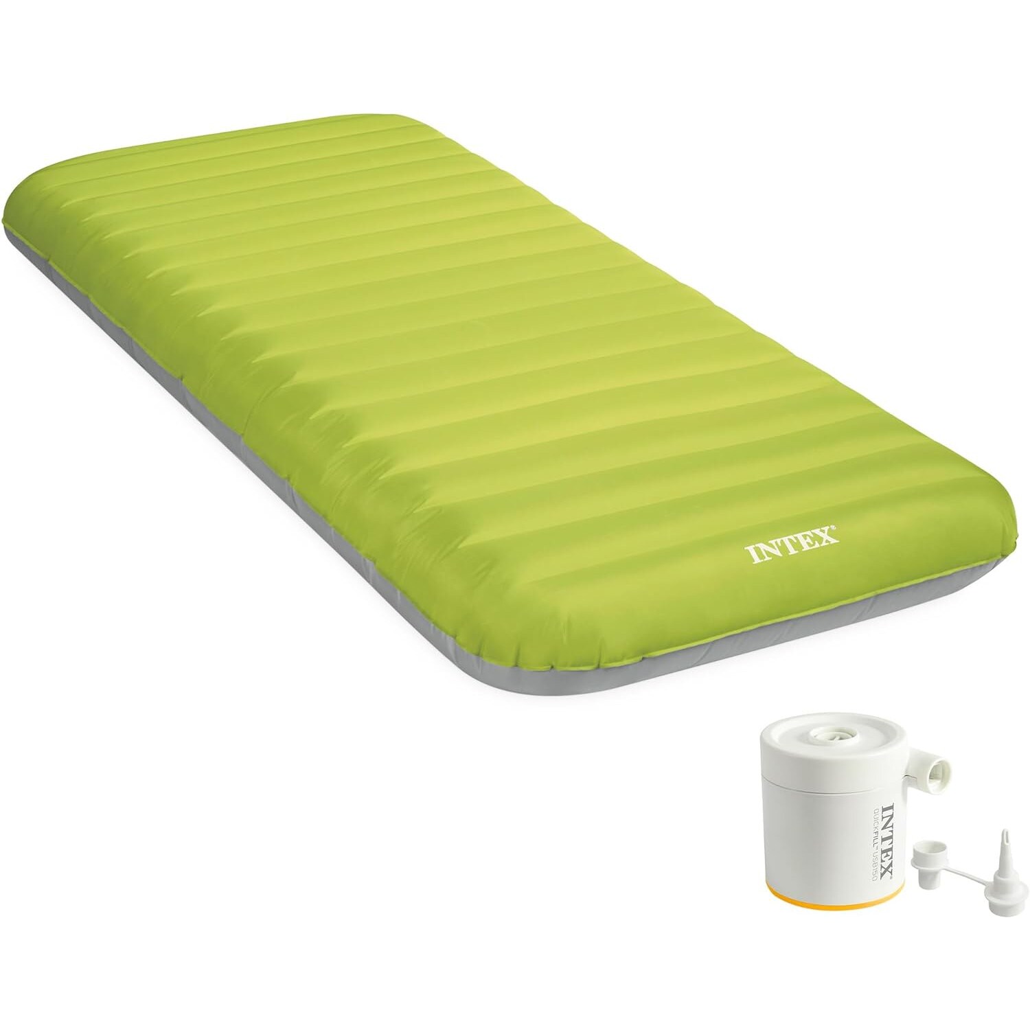 INTEX 64097NP - Luftbett - Dura-Beam Truaire inkl. USB-Luftpumpe (gr&uuml;n, 76x191x17cm) Luftmatratze Campingbett - Bild 1