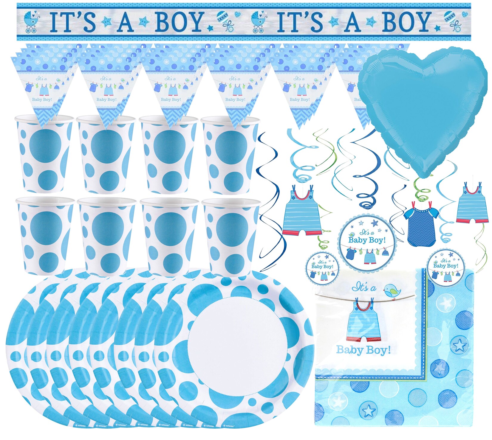 Babyparty-Set – It’s a Boy (47-teilig) Es ist ein Junge Babypinkeln Gender Reveal Party | 04250897425318
