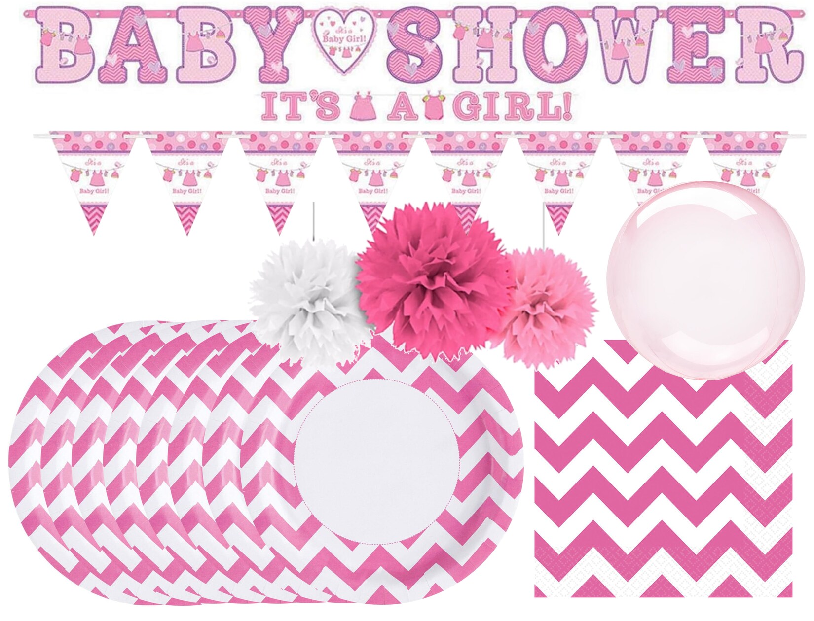 Babyparty-Set – It’s a Girl (35-teilig) Es ist ein Mädchen Babypinkeln Gender Reveal Party | 04250897425325