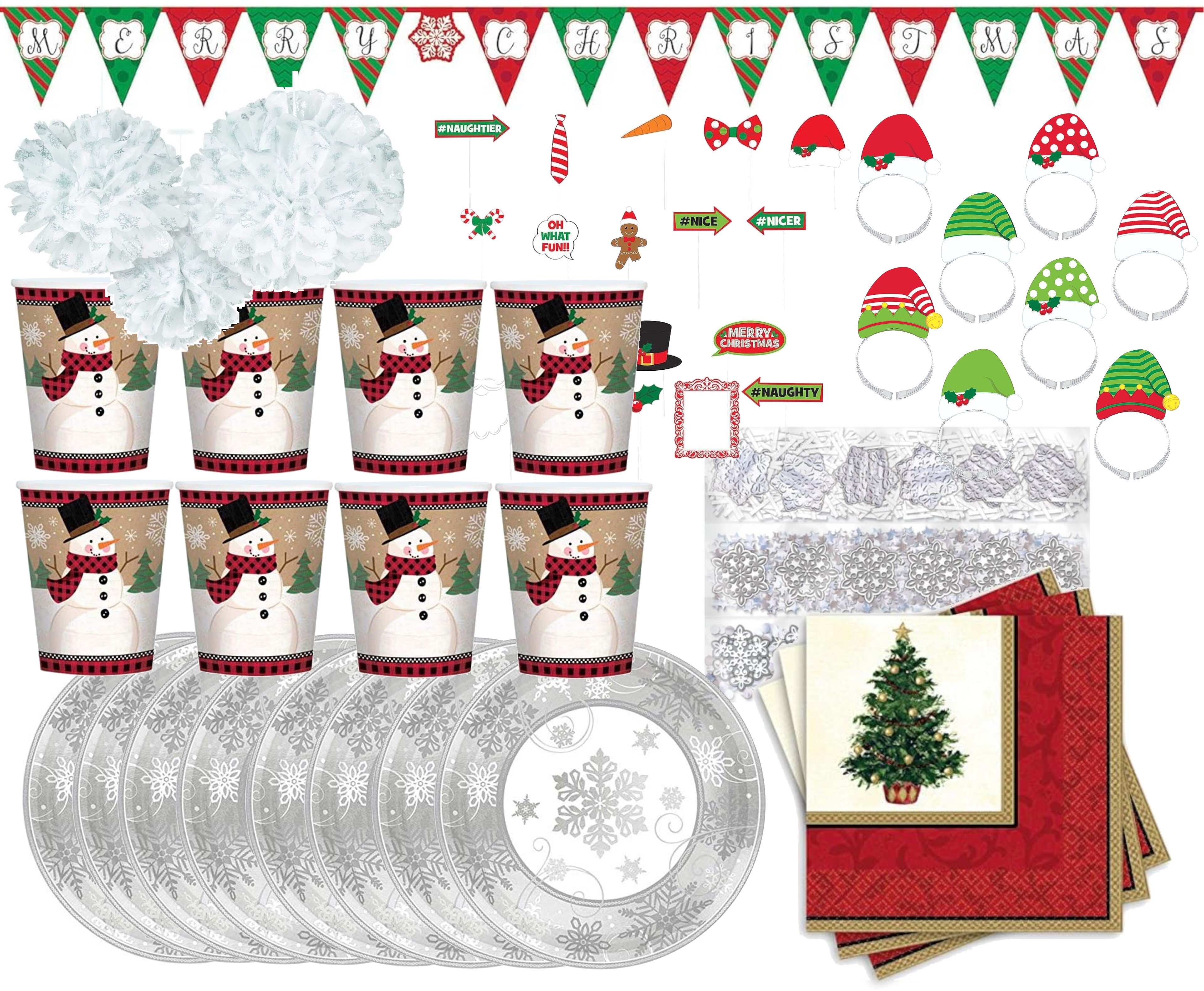 Weihnachtsfeier-Set (66-teilig) Weihnachtsparty Teller Becher Deko Fotorequisiten Weihnachtsfeier - Bild 1