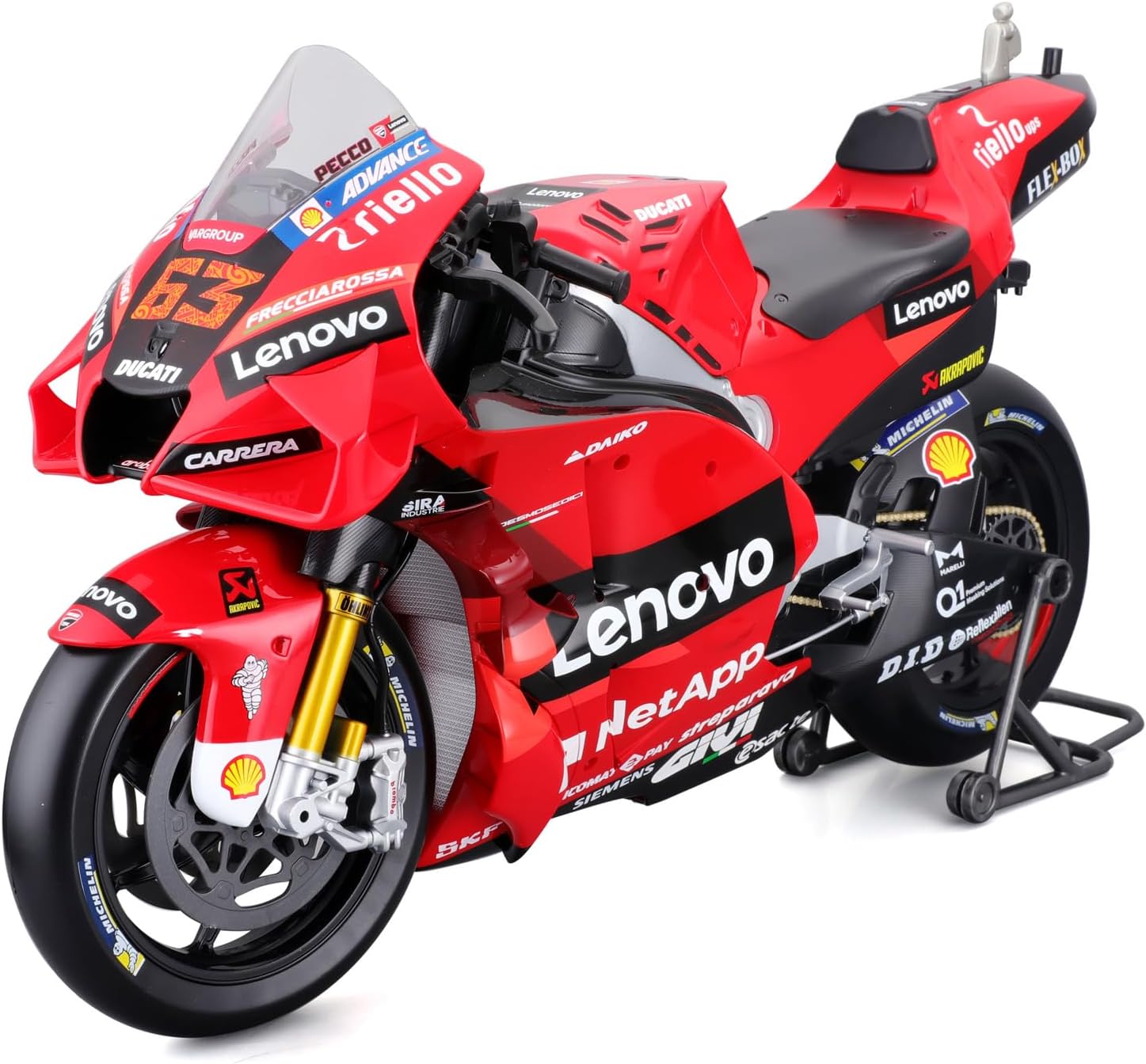 Maisto 32229 - Modellmotorrad - MotoGP Ducati Lenovo '22 Francesco Bagnaia #63 (Ma&szlig;stab 1:6) Modell Motorrad - Bild 1