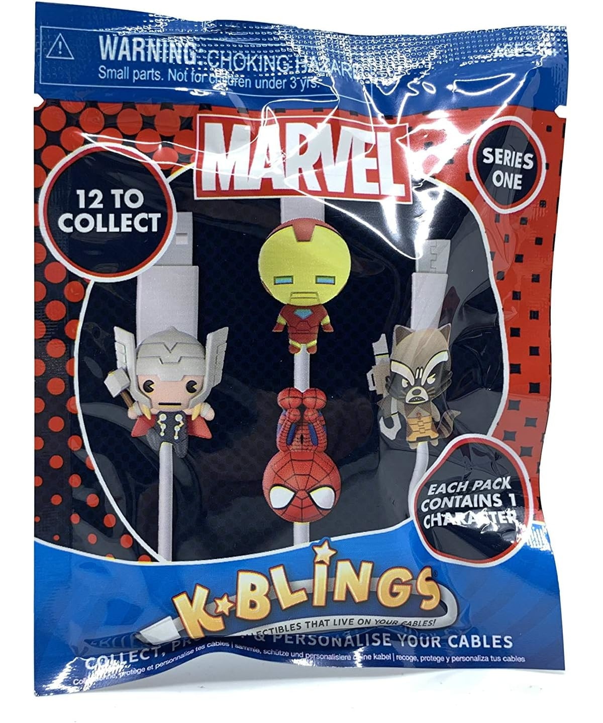K-Blings - Marvel Kabel-Clip Sammelfigur Sammeln Sammler Ladekabel Figur Kinder Spiderman Thor - Bild 1