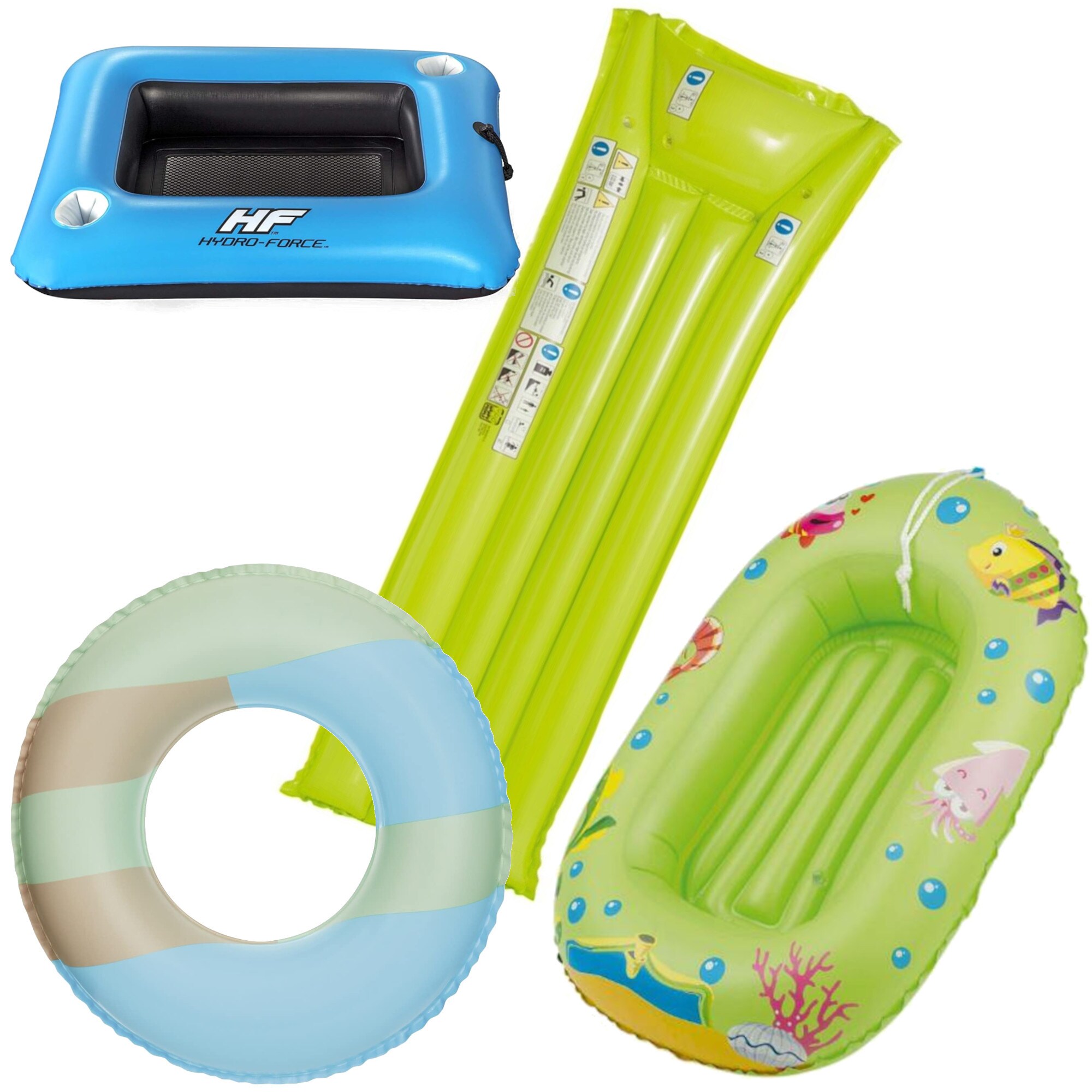 Wehncke - Kinder-Badeset (Schwimmring, Kinderboot, Luftmatratze) + Bestway Cooler Float gr&uuml;n - Bild 1