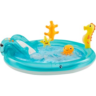 Happy People 77756 - Playcenter - Ocean mit Rutsche und Seepferdchen-Sprinkler (150x18cm) Planschbecken Pool - Bild 1