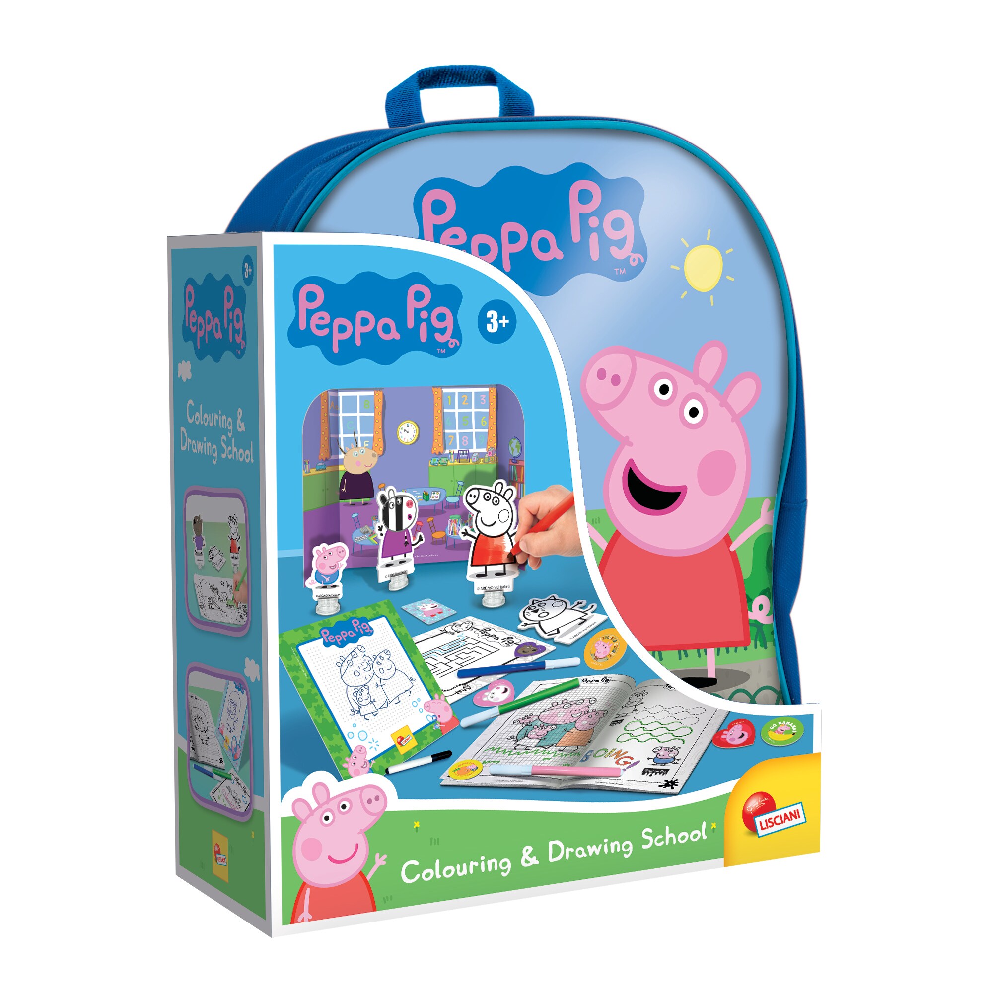 Lisciani 95841 - Peppa Wutz Mal- und Zeichenschule mit Rucksack Malbuch zeichnen malen Zeichenset - Bild 1