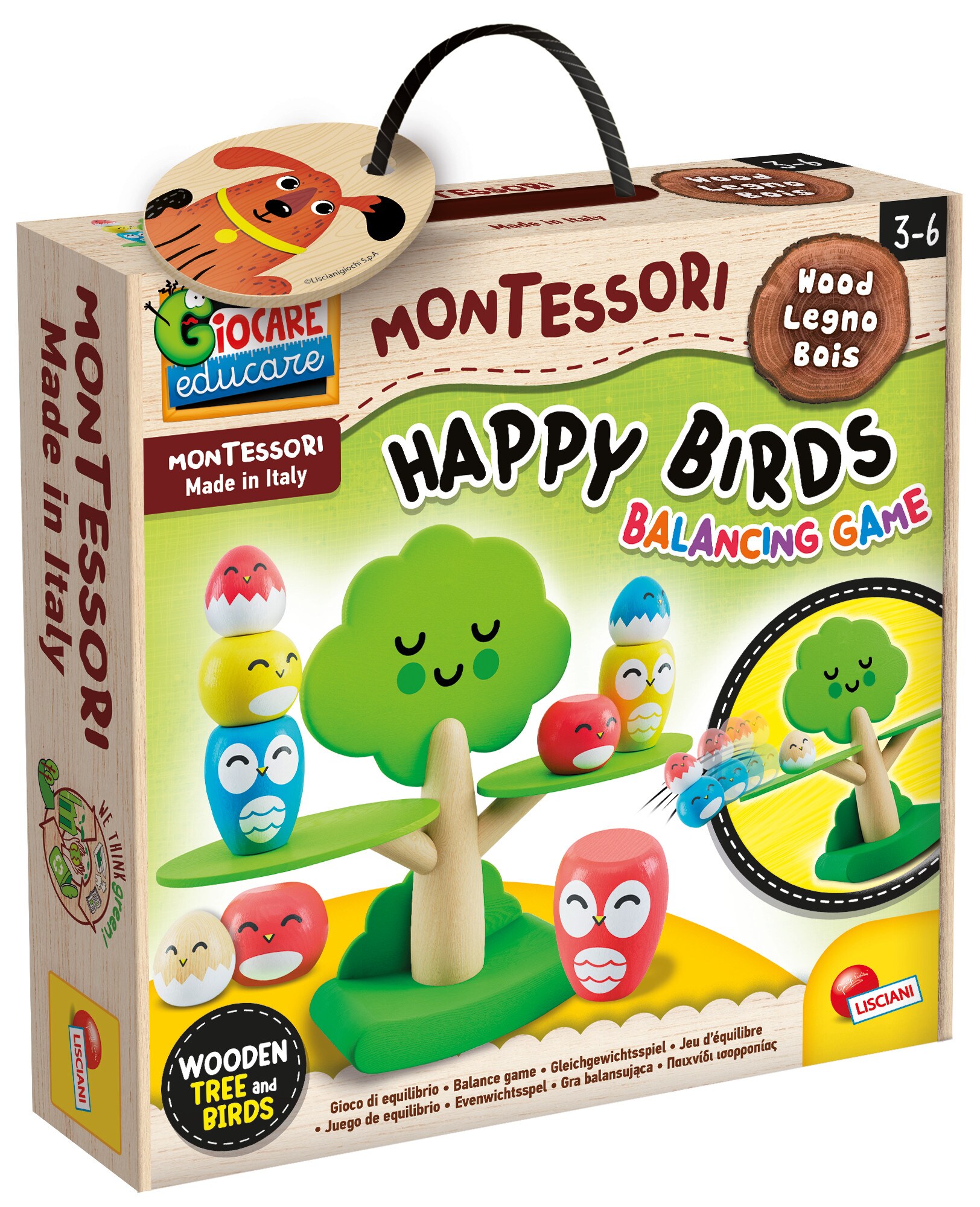 Lisciani 105397 - Geschicklichkeitsspiel - Montessori Happy Birds Gleichgewichtsspiel Balance - Bild 1