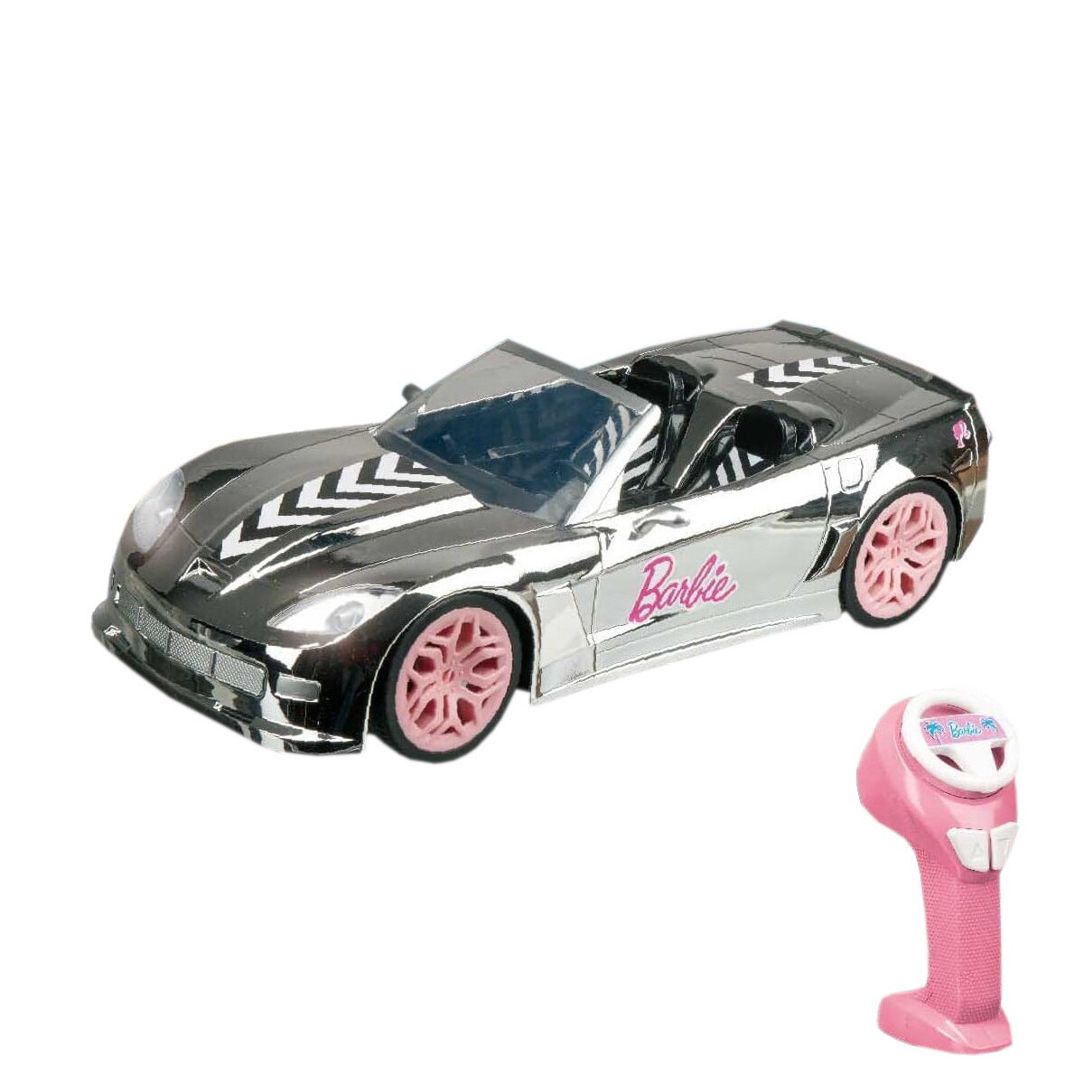 Happy People 63619 – Ferngesteuertes Auto – Barbie Dream Car (silber, 40cm) mit Licht, kompatibel mit Barbie | 08001011638130