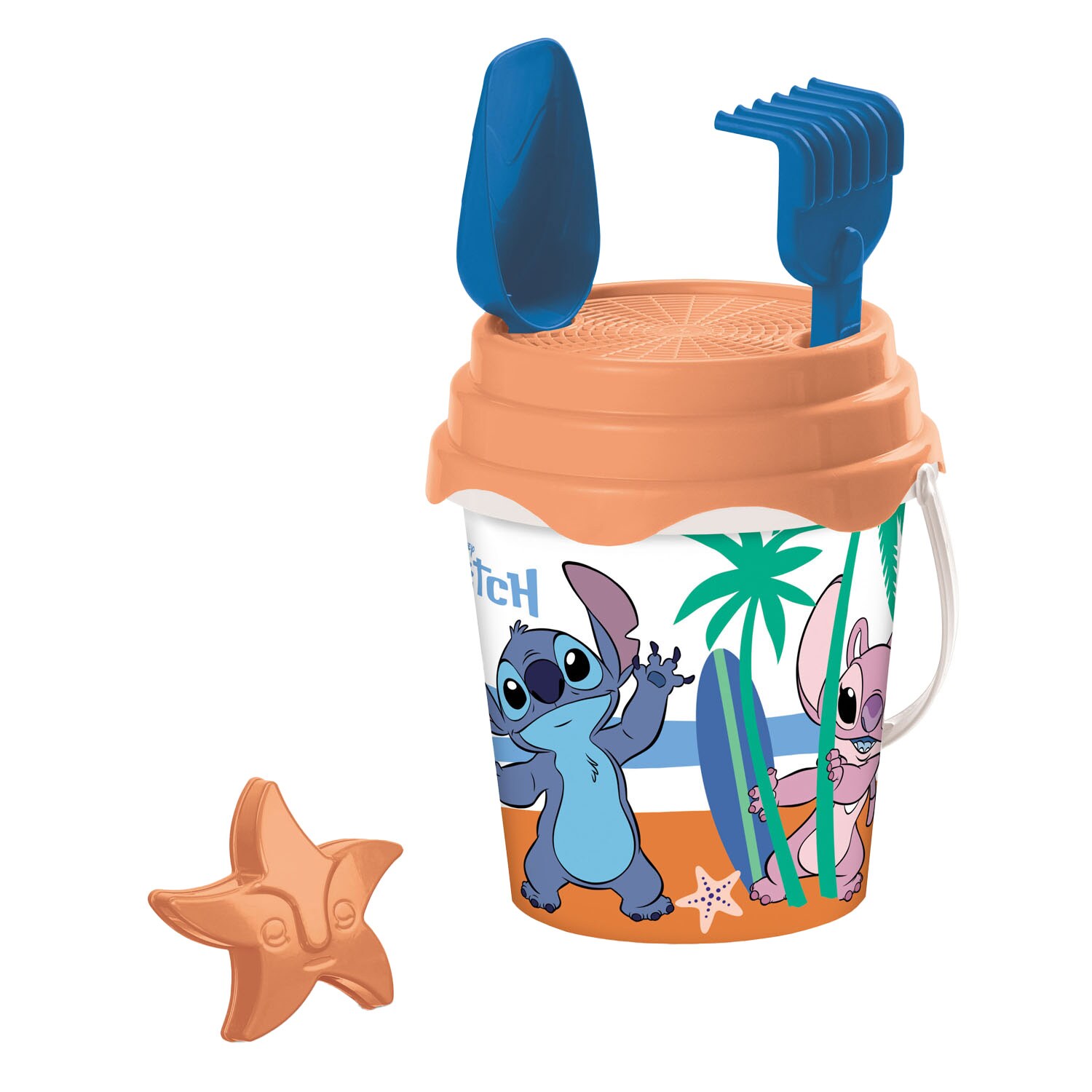 Happy People - Disney Stitch - Strandset Eimer Schaufel Gießkanne Sandspielzeug Sandform Förmchen