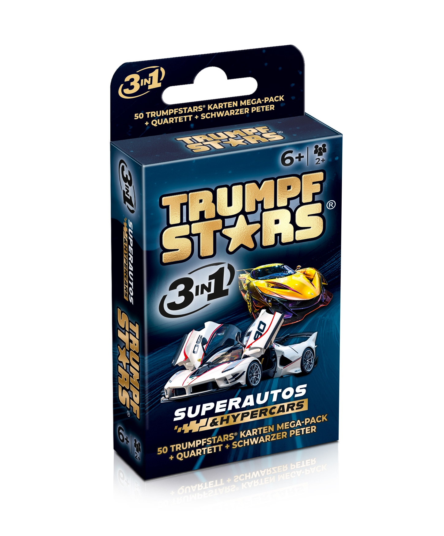 Kartenspiel Trumpfstars Superautos & Hypercars 3 in 1 Quartettspiel ab 6 Jahren - Bild 1