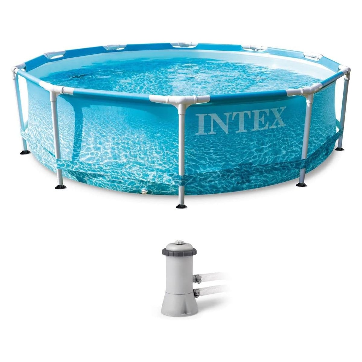 INTEX 28208GN - Frame Pool - Beachside (305x76cm) inkl. Filterpumpe Framepool Gartenpool Aufstellpool - Bild 1