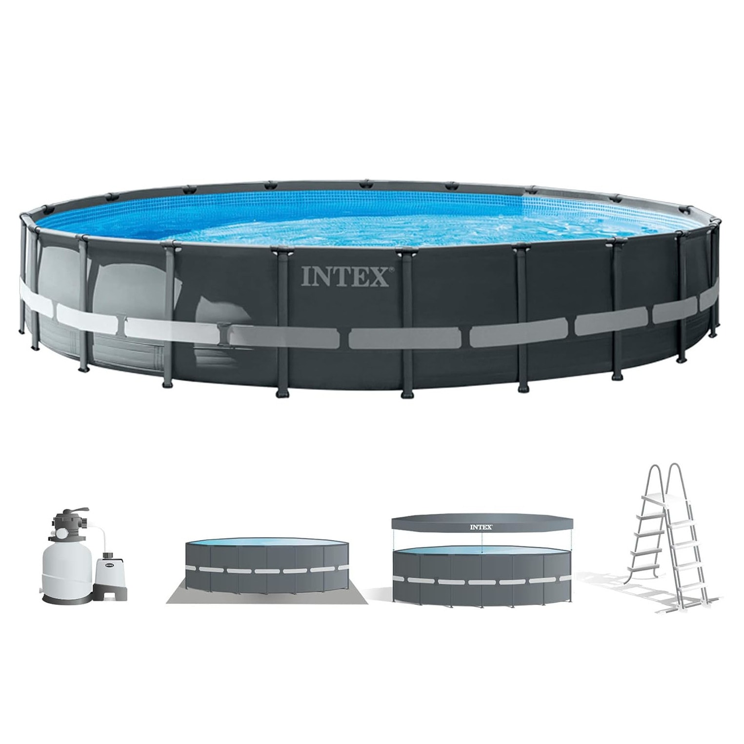 INTEX 26334GN Frame Pool Set Ultra XTR (610x122cm) inkl. Filterpumpe Abdeckplane Leiter Bodenplane - Bild 1