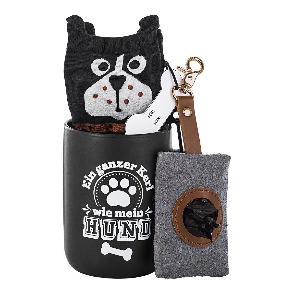 Weltbild 147712423 - Geschenkset f&uuml;r Hundeliebhaber - Tasse, Socken und Tasche f&uuml;r Hundekotbeutel - Bild 1