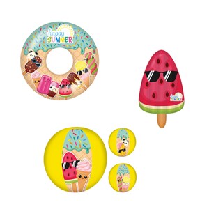 Happy People - Happy Summer 3er Strandset Wasserball, Schwimmring & Luftmatratze baden planschen - Bild 1