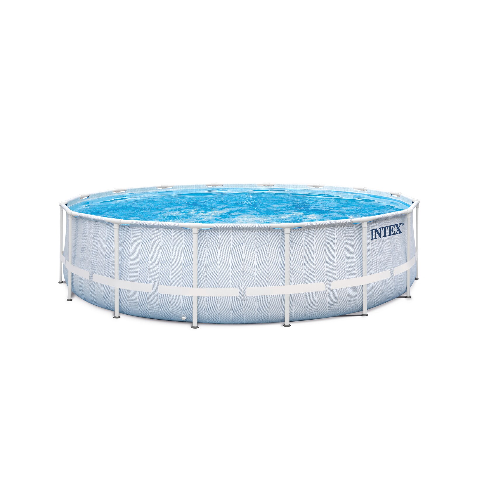 INTEX 26746GN – Frame Pool Set – Chevron (488x122cm) mit Pumpe Leiter Plane Abdeckung | 06941057423265