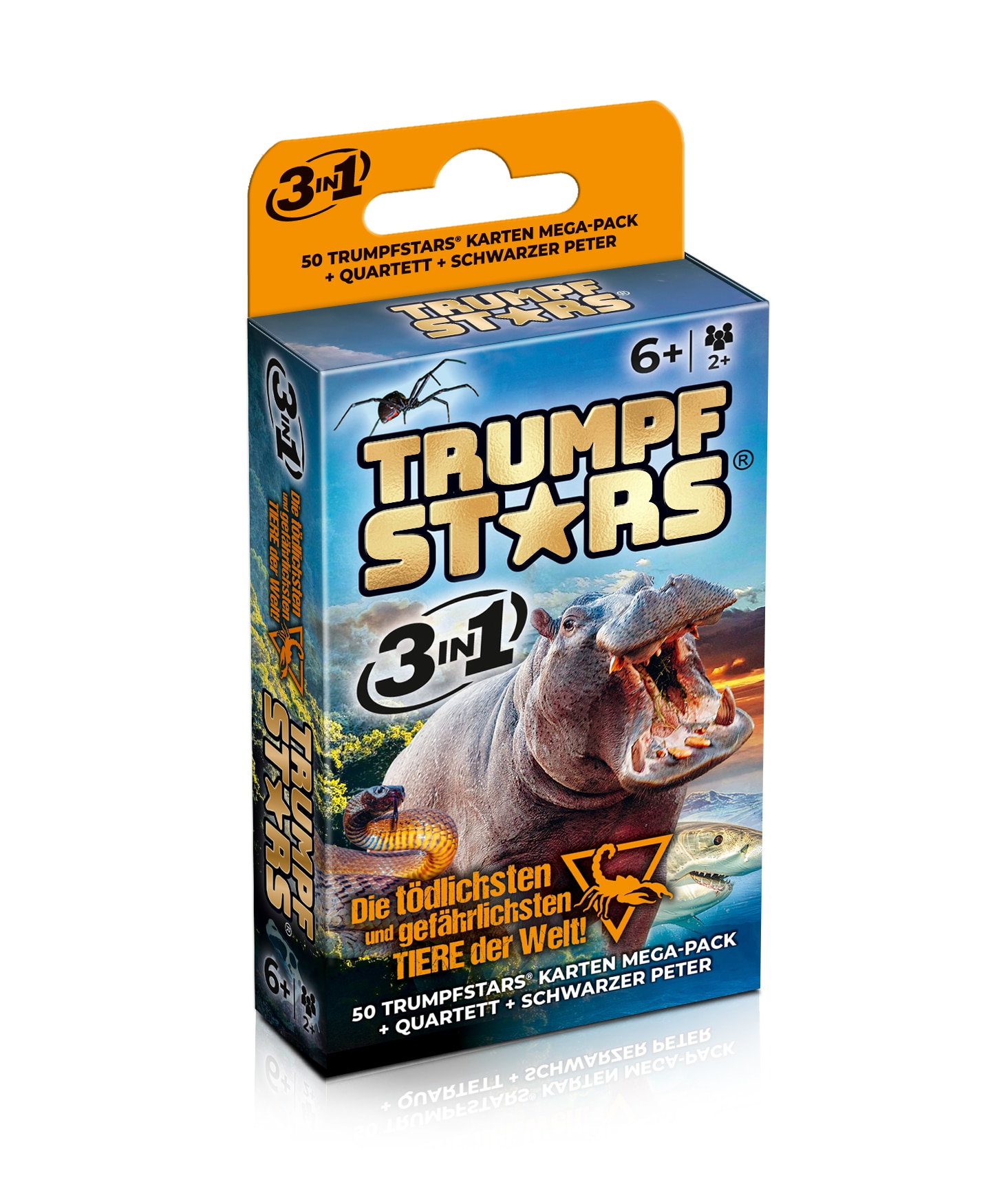 Kartenspiel Trumpfstars Die t&ouml;dlichsten und gef&auml;hrlichsten Tiere der Welt 3 in 1 Quartettspiel ab 6 Jahren - Bild 1