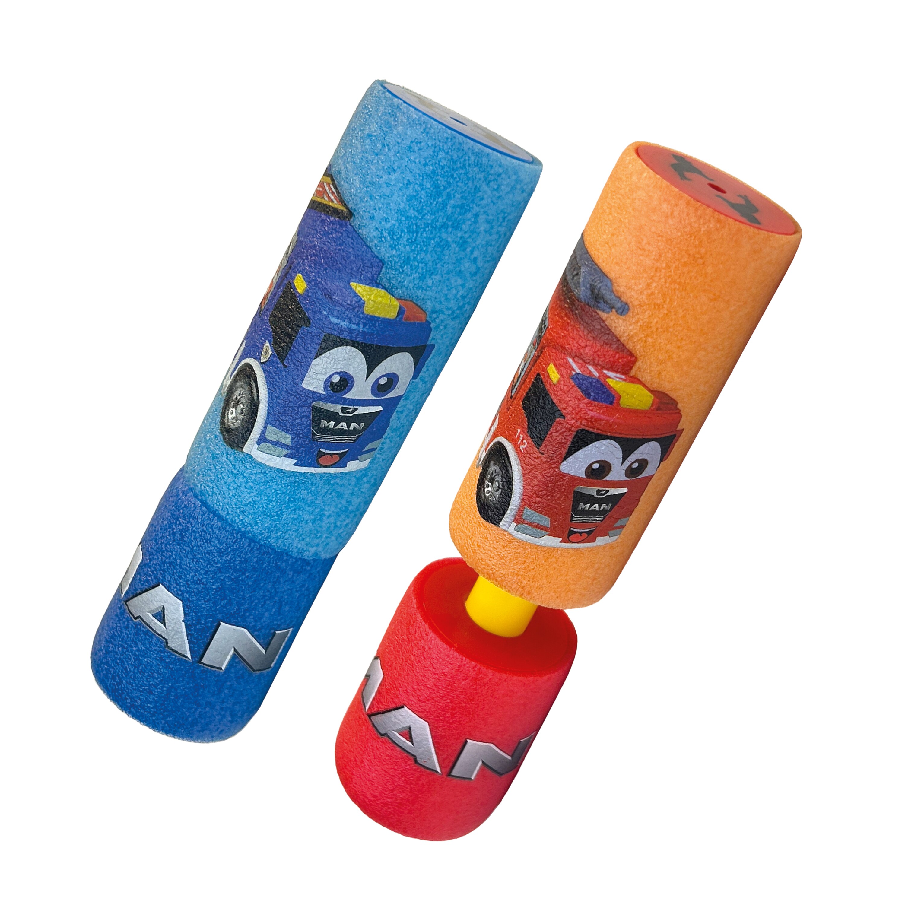 Happy People 16022 - Wasserspritze - MAN Foam Shooter Kids (15cm) Wasserpistole Feuerwehr Polizei orange - Bild 1