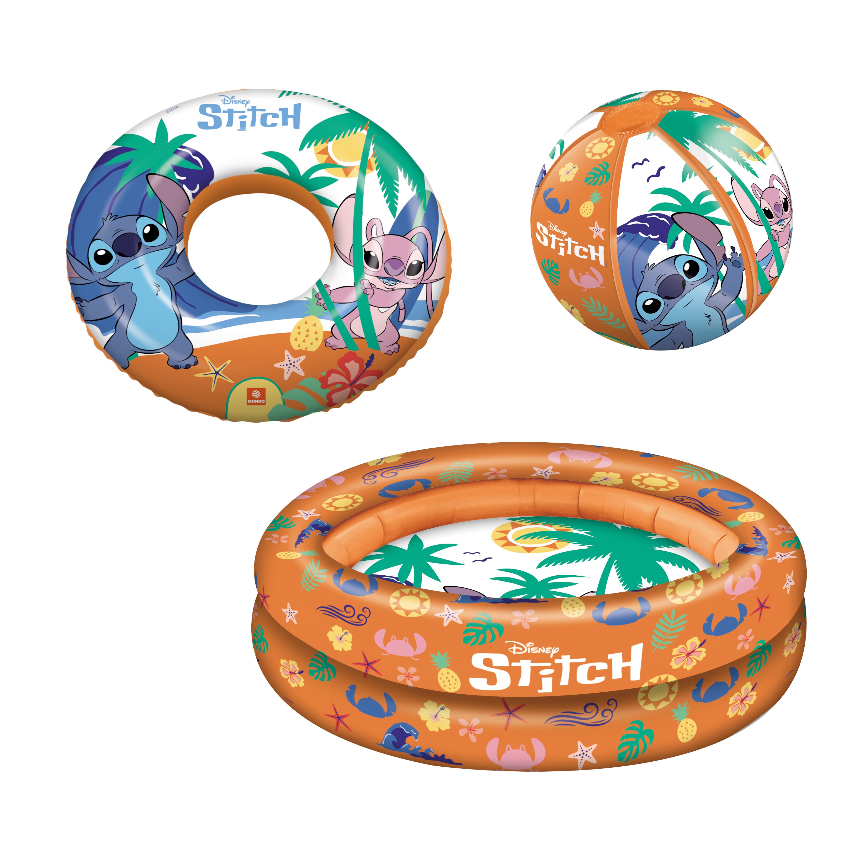 Happy People - Disney Stitch Schwimmset (3-teilig) Planschbecken Pool Wasserball Schwimmring - Bild 1