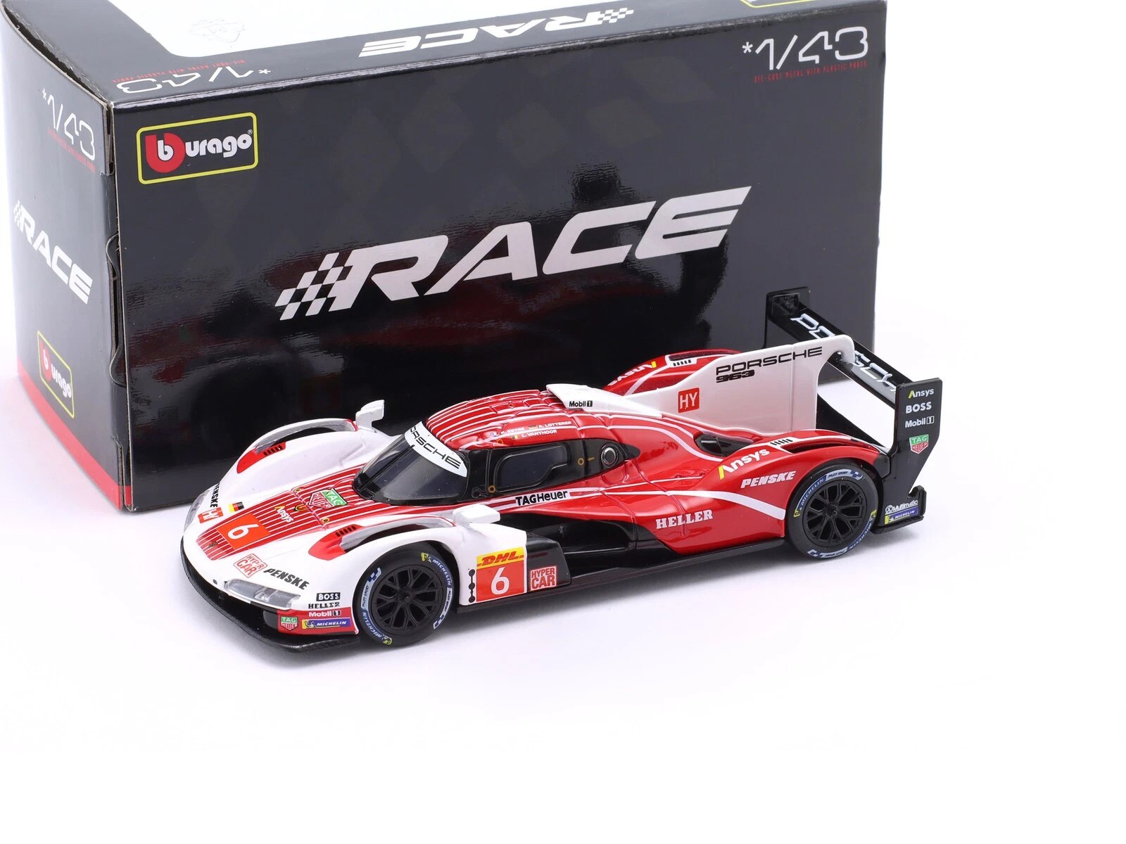 Bburago 18-60057 - Modellauto - Porsche 963 PENSKE #6, '24 (Ma&szlig;stab 1:43) Sammler Motorsport Rennauto - Bild 1