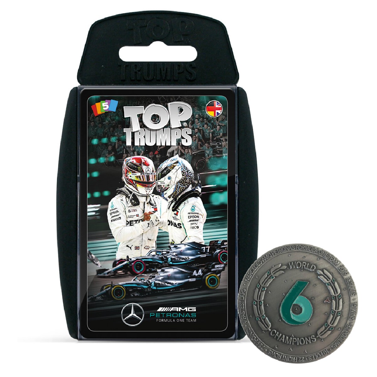 Top Trumps Mercedes-AMG Petronas Motorsport Kartenspiel + Sammler-M&uuml;nze F1 - Bild 1