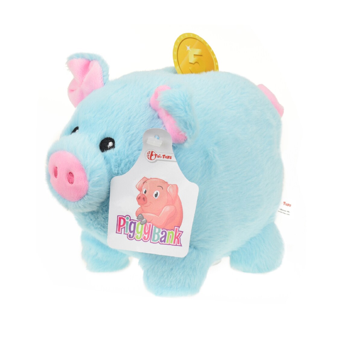 Toi-Toys Pl&uuml;schsparb&uuml;chse Schwein &ndash; Sparschwein f&uuml;r Kinder, ab 3 Jahren, Lernspielzeug blau - Bild 1