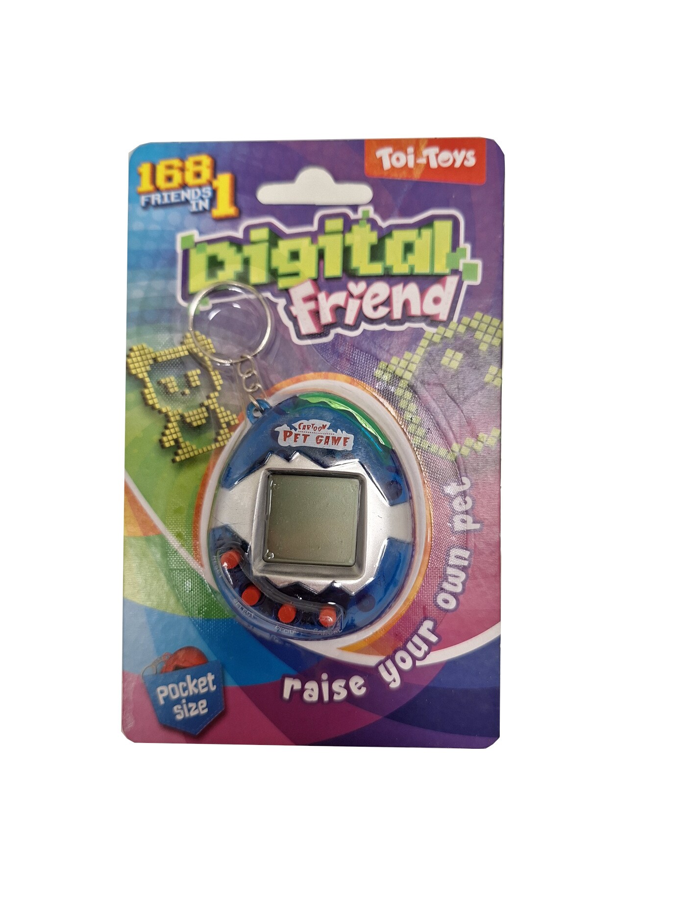 Toi-Toys Elektronisches Haustier &bdquo;You Care&ldquo; mit Ton, Retro Schl&uuml;sselanh&auml;nger blau - Bild 1