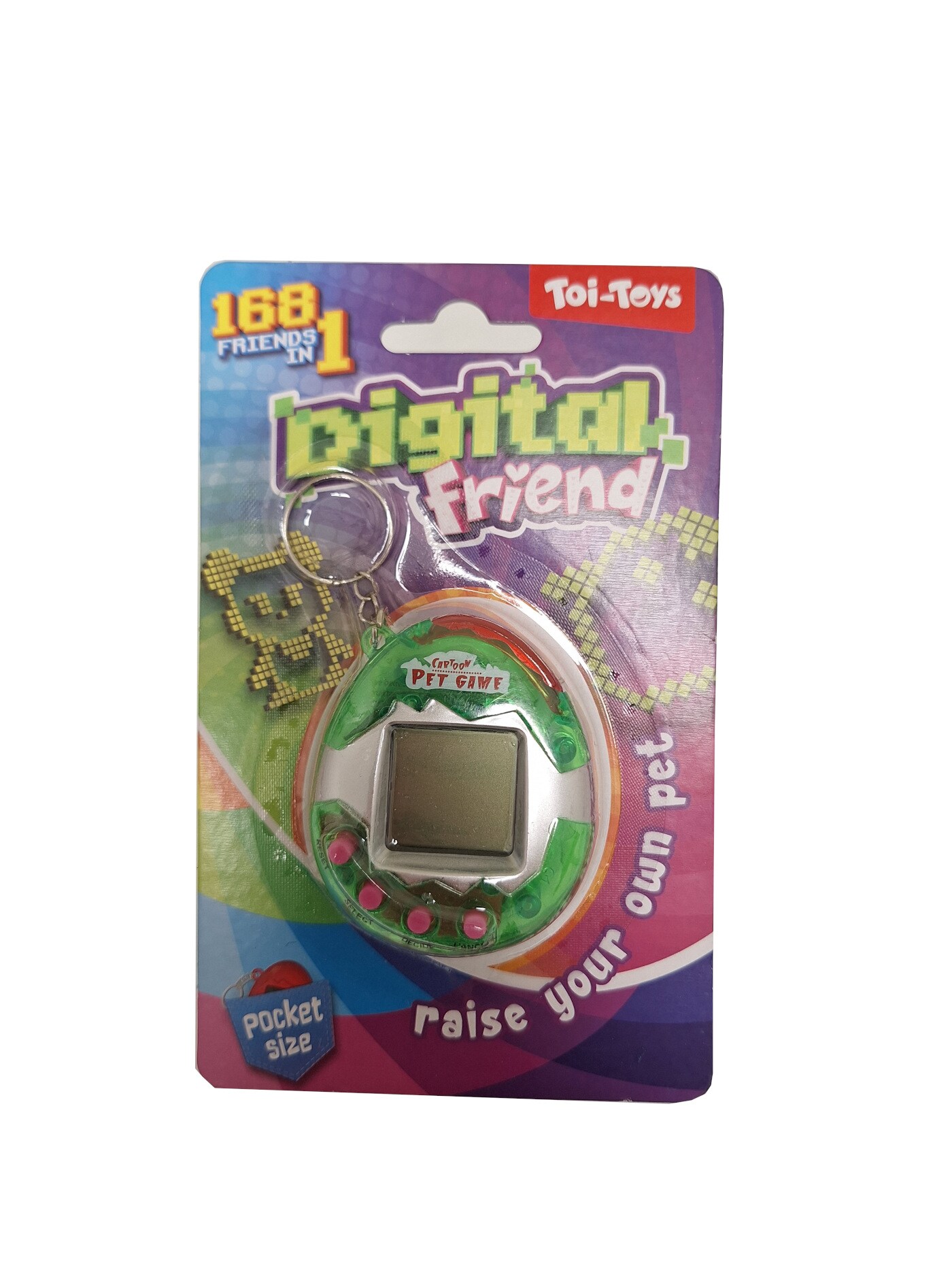 Toi-Toys Elektronisches Haustier &bdquo;You Care&ldquo; mit Ton, Retro Schl&uuml;sselanh&auml;nger gr&uuml;n - Bild 1