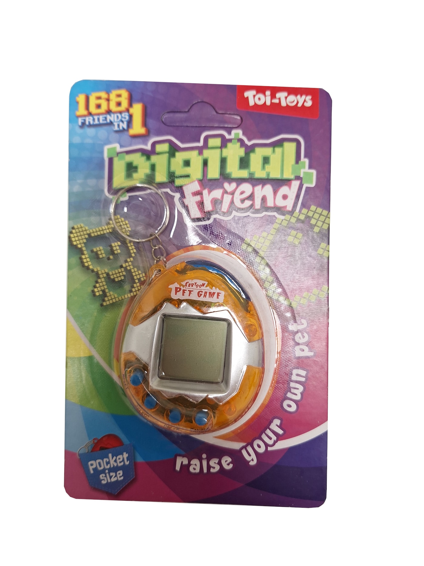 Toi-Toys Elektronisches Haustier &bdquo;You Care&ldquo; mit Ton, Retro Schl&uuml;sselanh&auml;nger orange - Bild 1