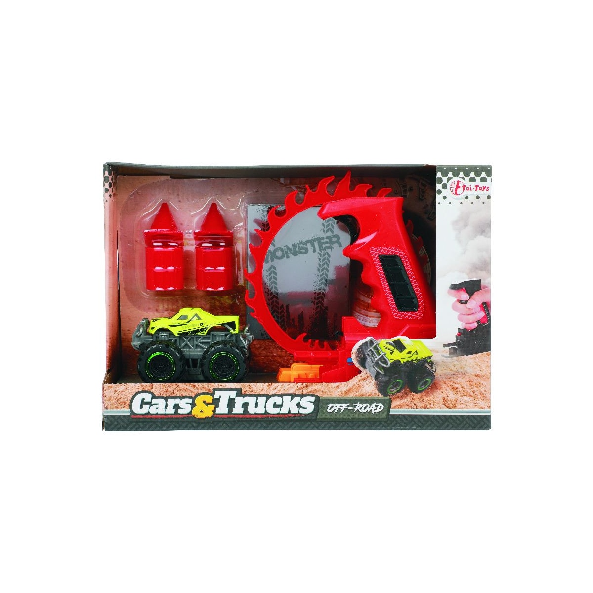 Toi-Toys CARS_TRUCKS Monster Truck Set &ndash; Shooter Launcher + Rampe, Stunt-Spielzeug ab 3 Jahren gelb - Bild 1