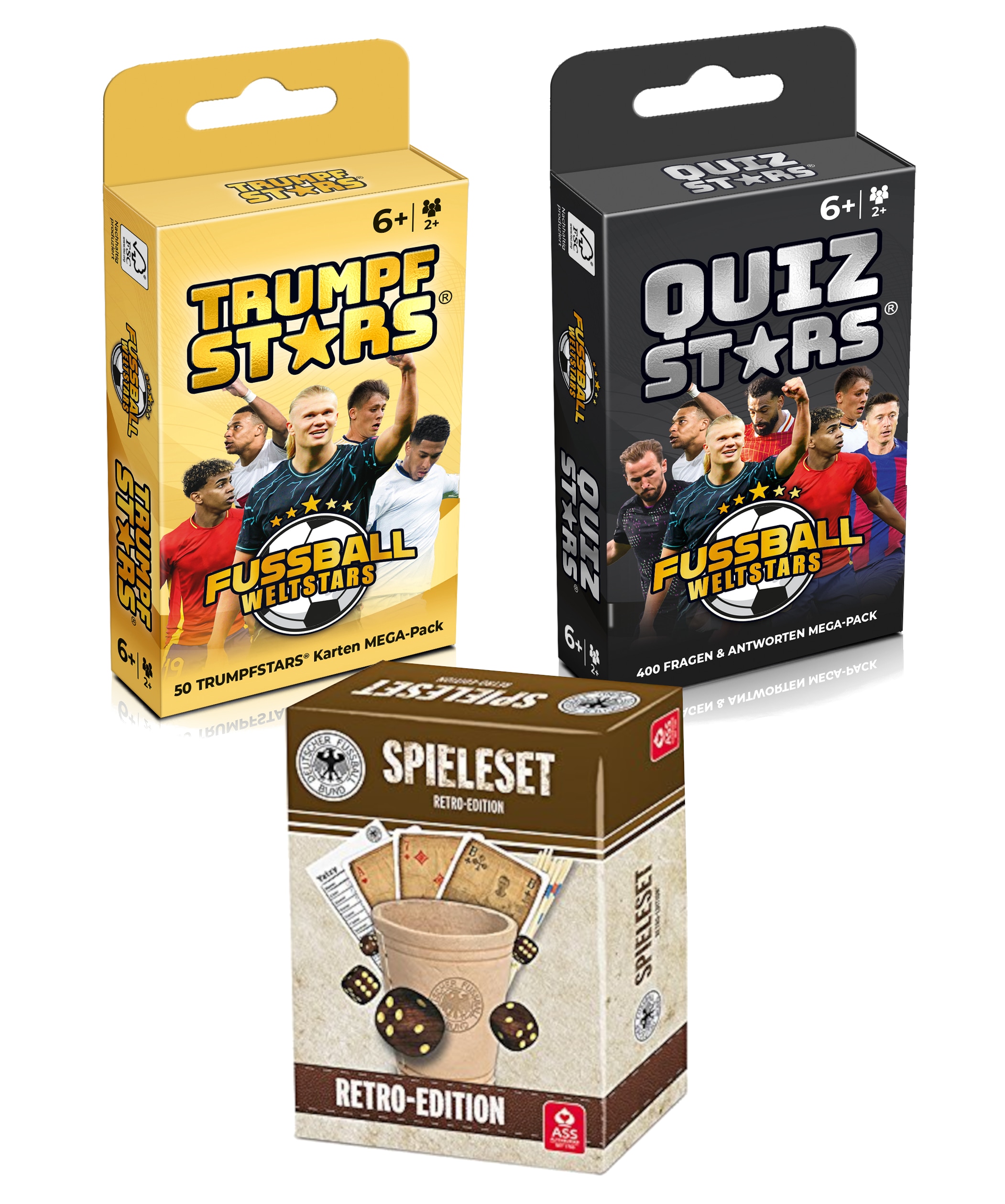 Gomazing - Fu&szlig;ball Spiele Bundle (3-teilig): Trumpfstars, Quizstars & DFB Retro Spieleset - Bild 1
