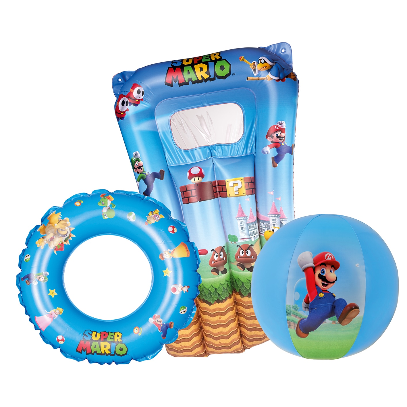 Super Mario Strandset Happy People 16190 3in1 Ball Schwimmring Matratze Pool Strand Kinder - Bild 1
