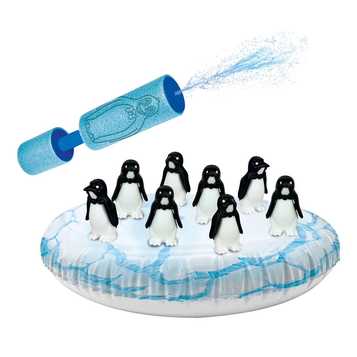 Ravensburger SOS der Eisberg wackelt Plitsch Platsch Pinguin Geschicklichkeitsspiel mit 8 Pinguinen und Wasserspritze - Bild 1