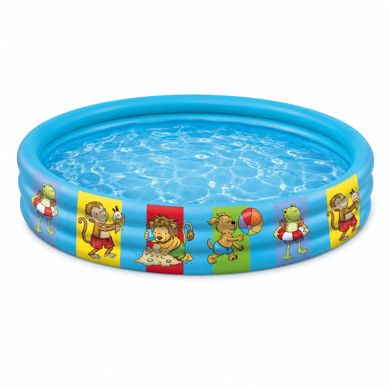 Happy People Planschbecken Summer Friends 100 x 23 cm, aufblasbarer 3-Ring Kinderpool f&uuml;r Garten und Sommer - Bild 1