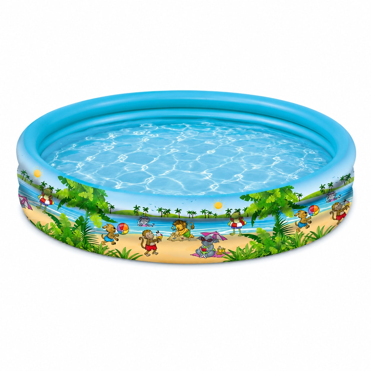 Happy People Planschbecken Summer Friends 122 x 23 cm, aufblasbarer 3-Ring Kinderpool f&uuml;r Garten und Sommer - Bild 1