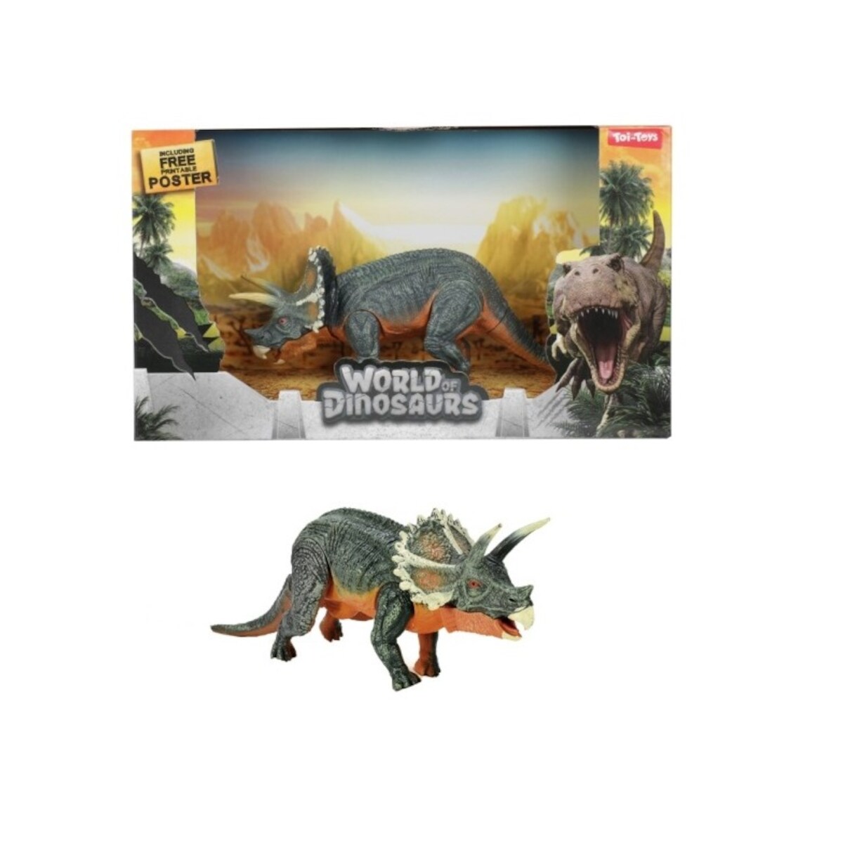 Toi-Toys WORLD OF DINOSAURS Dino mittel Kunststoff Spielzeug Kinder ab 3 Jahren Sammelfigur Triceratops - Bild 1