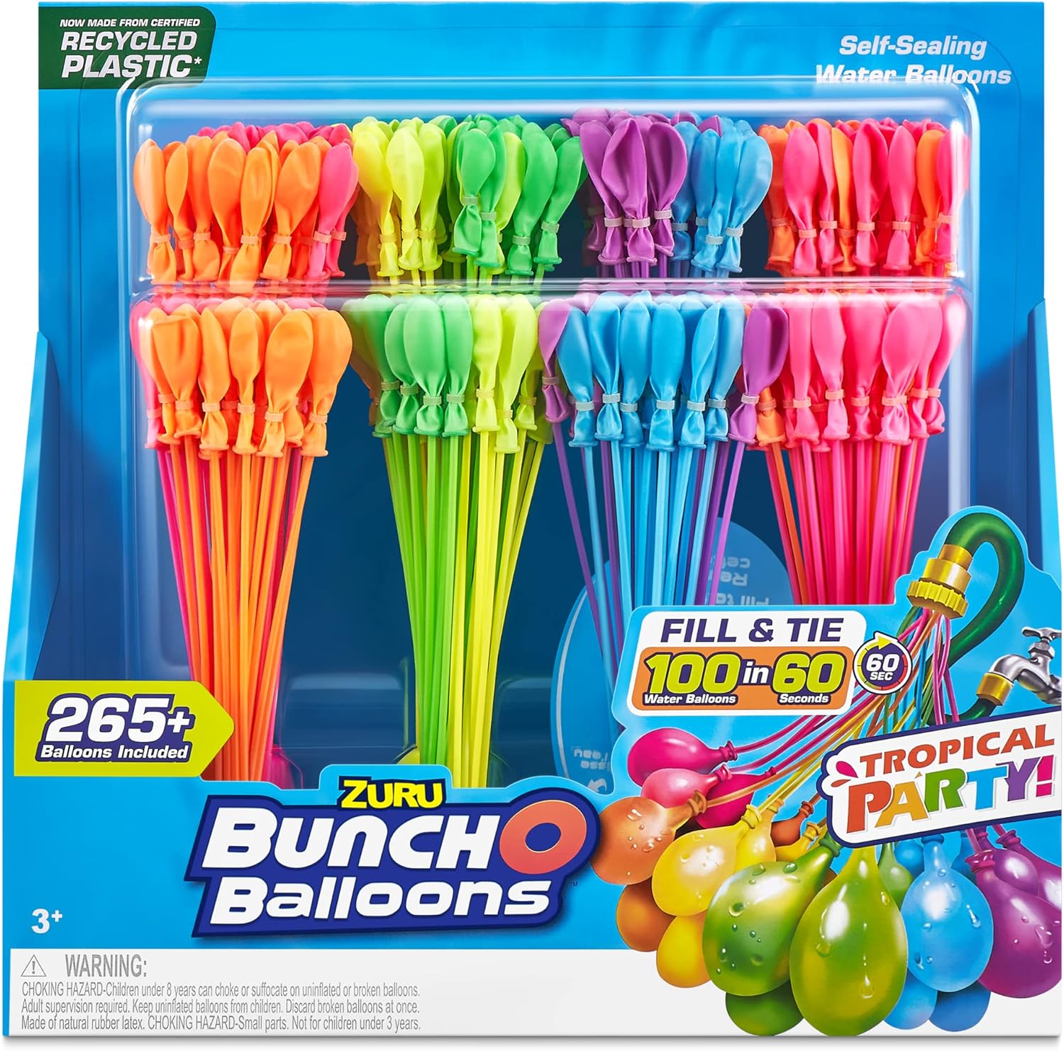 ZURU Bunch O Balloons Tropical Party Wasserballons 8 Bandel selbstverschlie&szlig;end Gartenschlauch - Bild 1