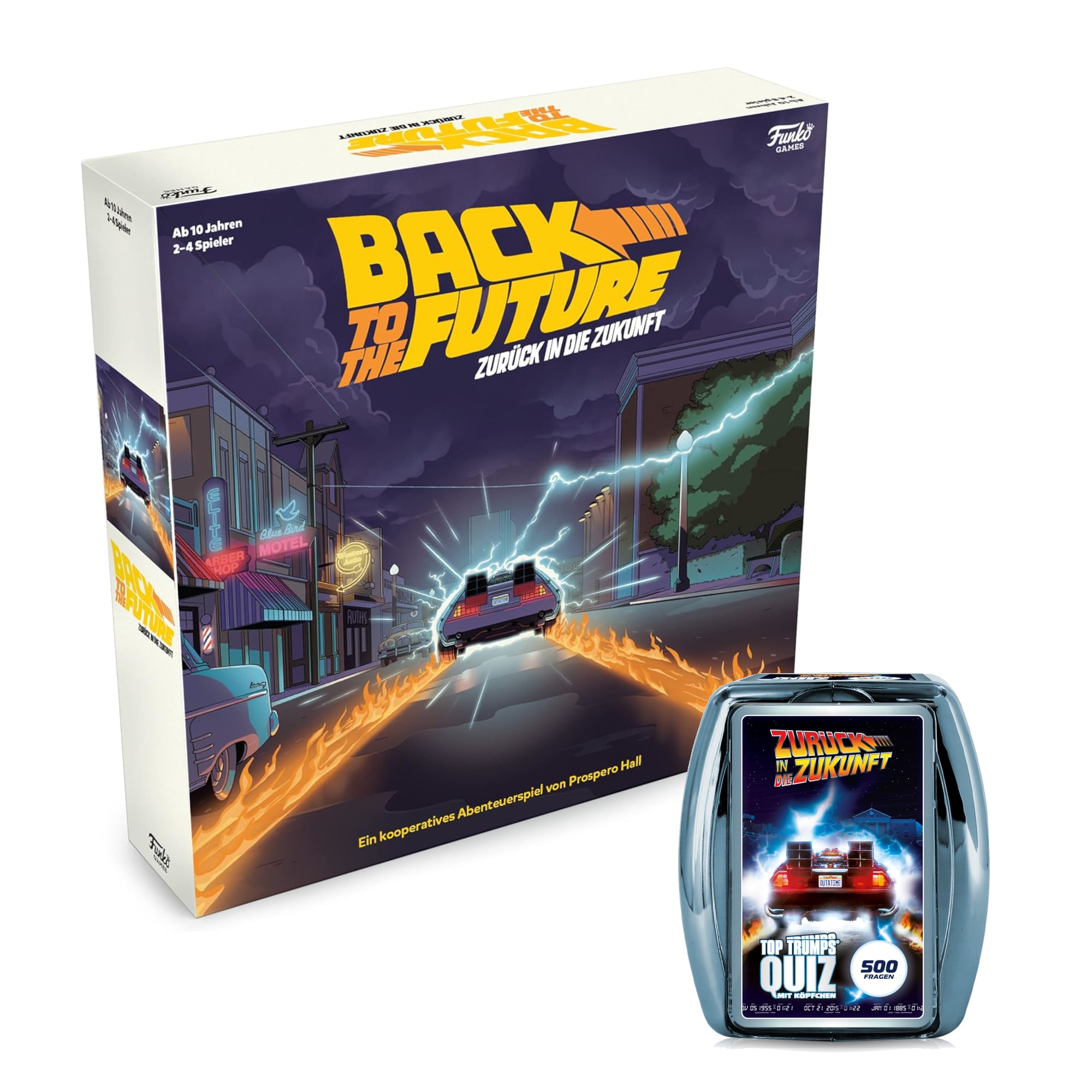 Zur&uuml;ck in die Zukunft 2er Spiele Bundle Brettspiel Quiz Marty McFly DeLorean - Bild 1