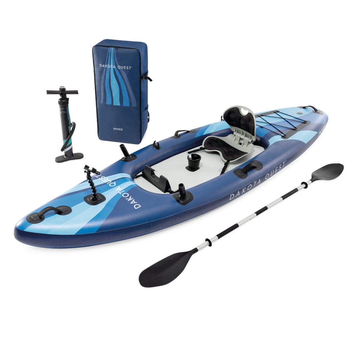 INTEX 68245NP Kajak Dakota Quest aufblasbar Sit On Top 160kg Zubehör Set Kayak
